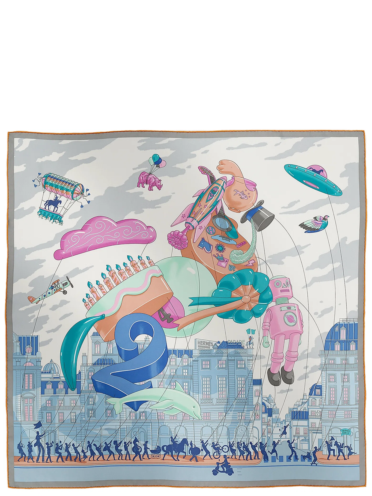 Платки Hermes Hermès Parade Scarf 90 "Blanc / Bleu / Rose" | Farsel