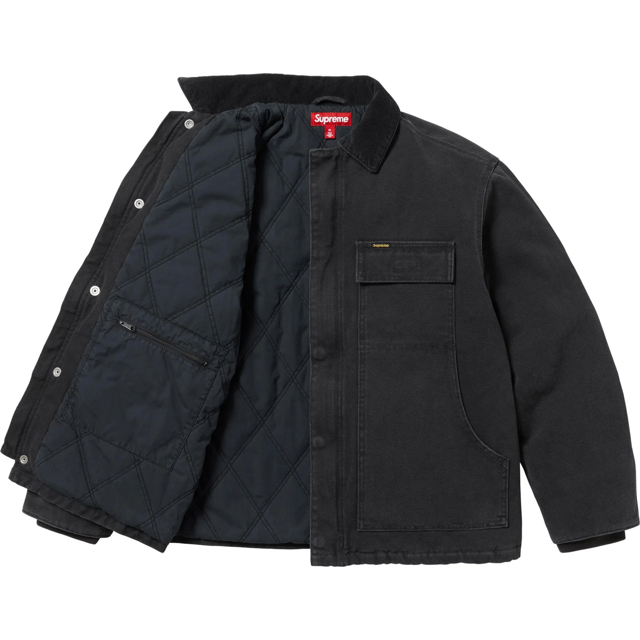 Куртки Supreme SS25 Old English Canvas Work Jacket "Black" | Farsel