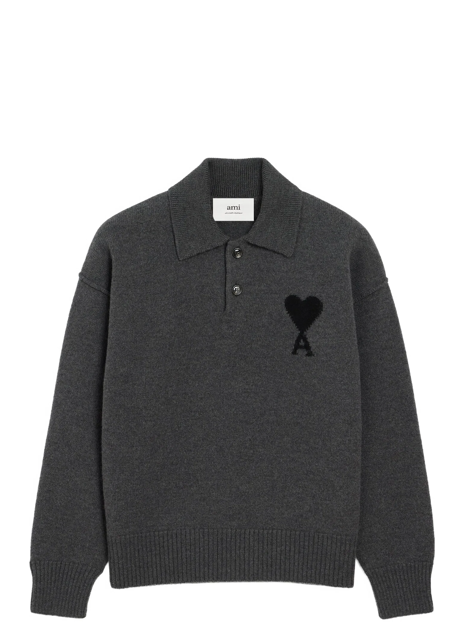 Свитеры Ami Paris Wool Ami De Coeur Polo "Heather Grey / Black" | Farsel