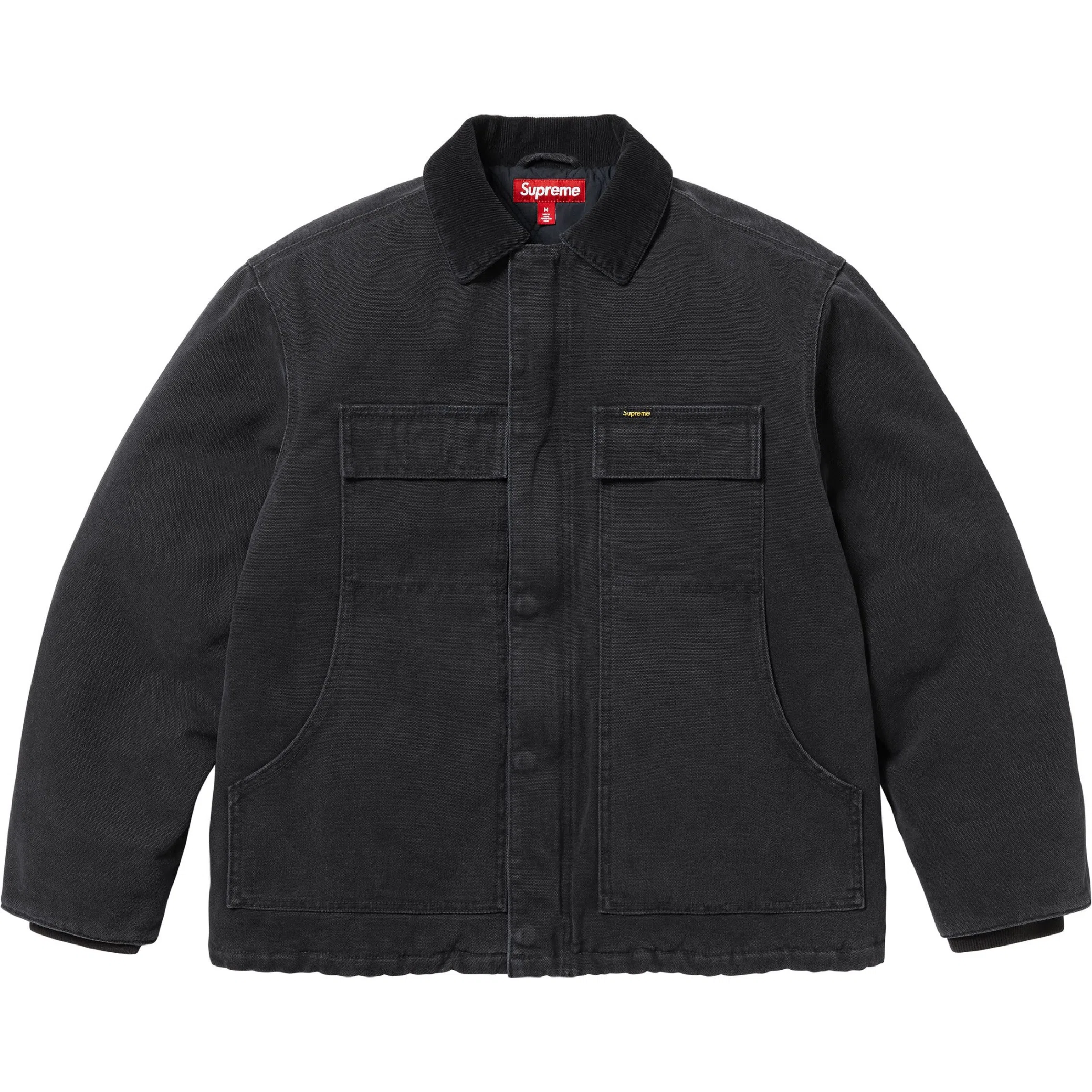 Куртки Supreme SS25 Old English Canvas Work Jacket "Black" | Farsel