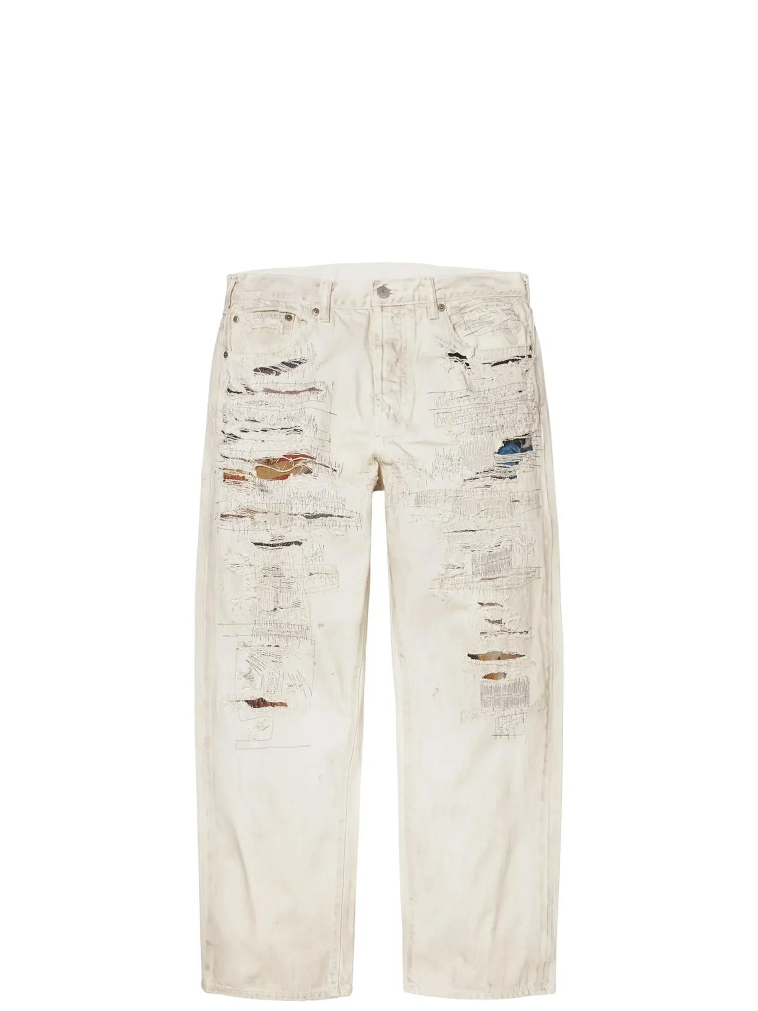 Джинсы Supreme SS26 MM6 Maison Margiela x Distressed Loose Fit Selvedge Jean "White" | Farsel