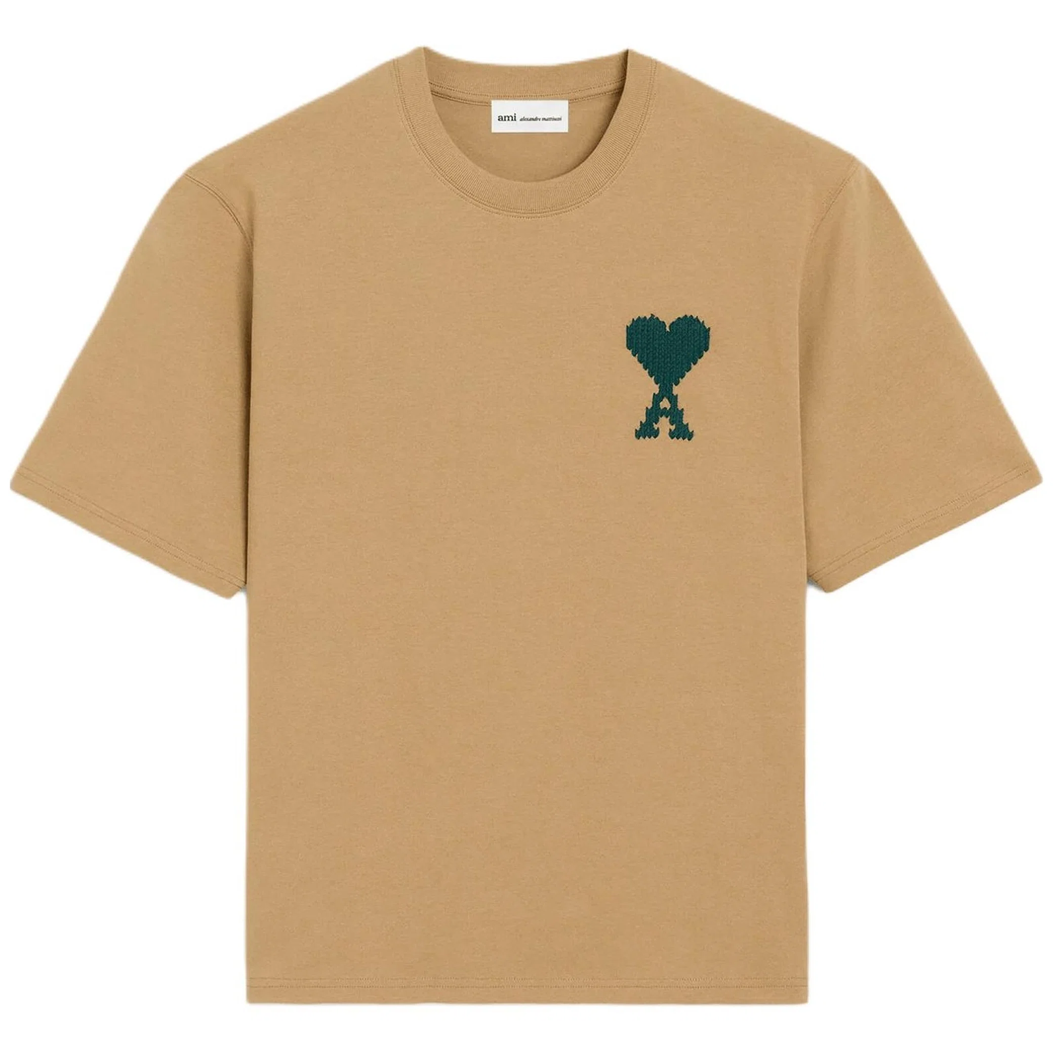 Футболки Ami Paris Cotton Ami De Coeur T-shirt "Camel / Evergreen" | Farsel