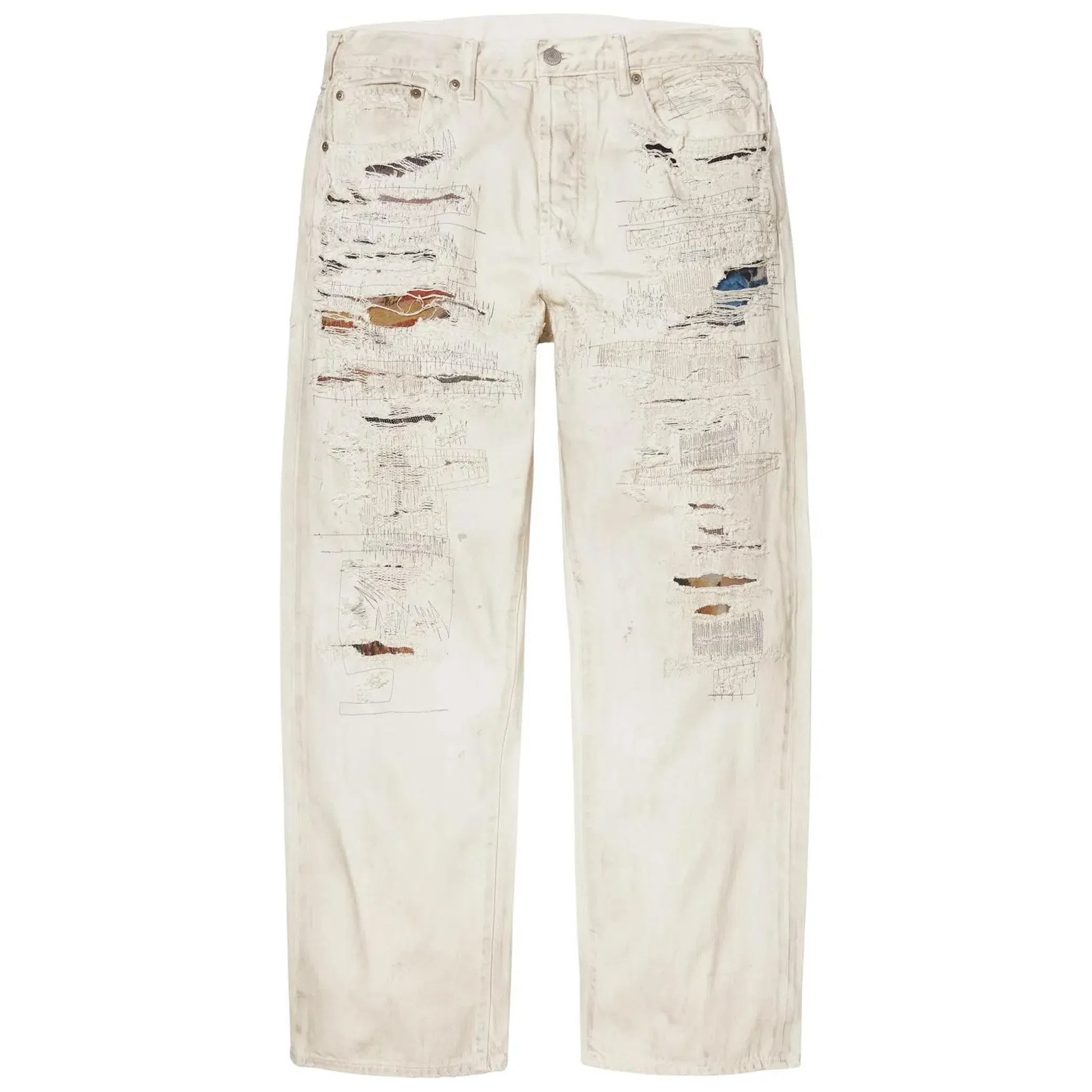 Джинсы Supreme MM6 Maison Margiela x Distressed Loose Fit Selvedge Jean "White" | Farsel