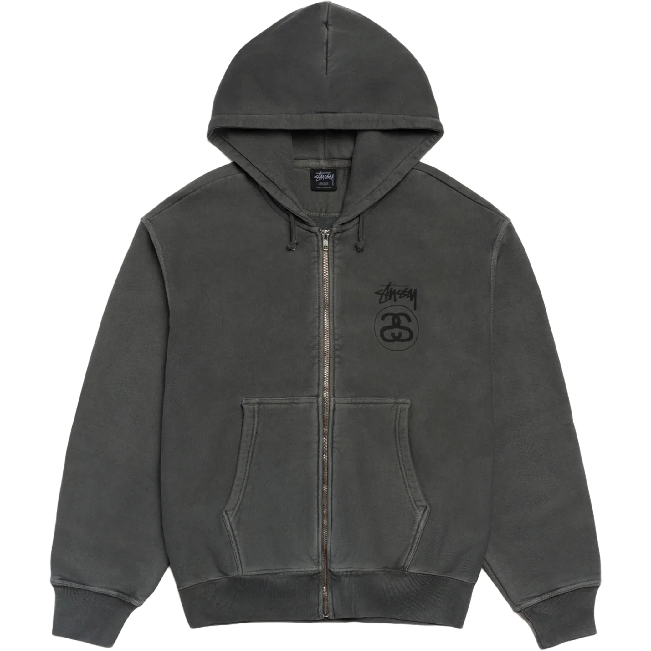 Худи Stussy Stock Link Zip Hoodie Pigment Dyed "Black" | Farsel