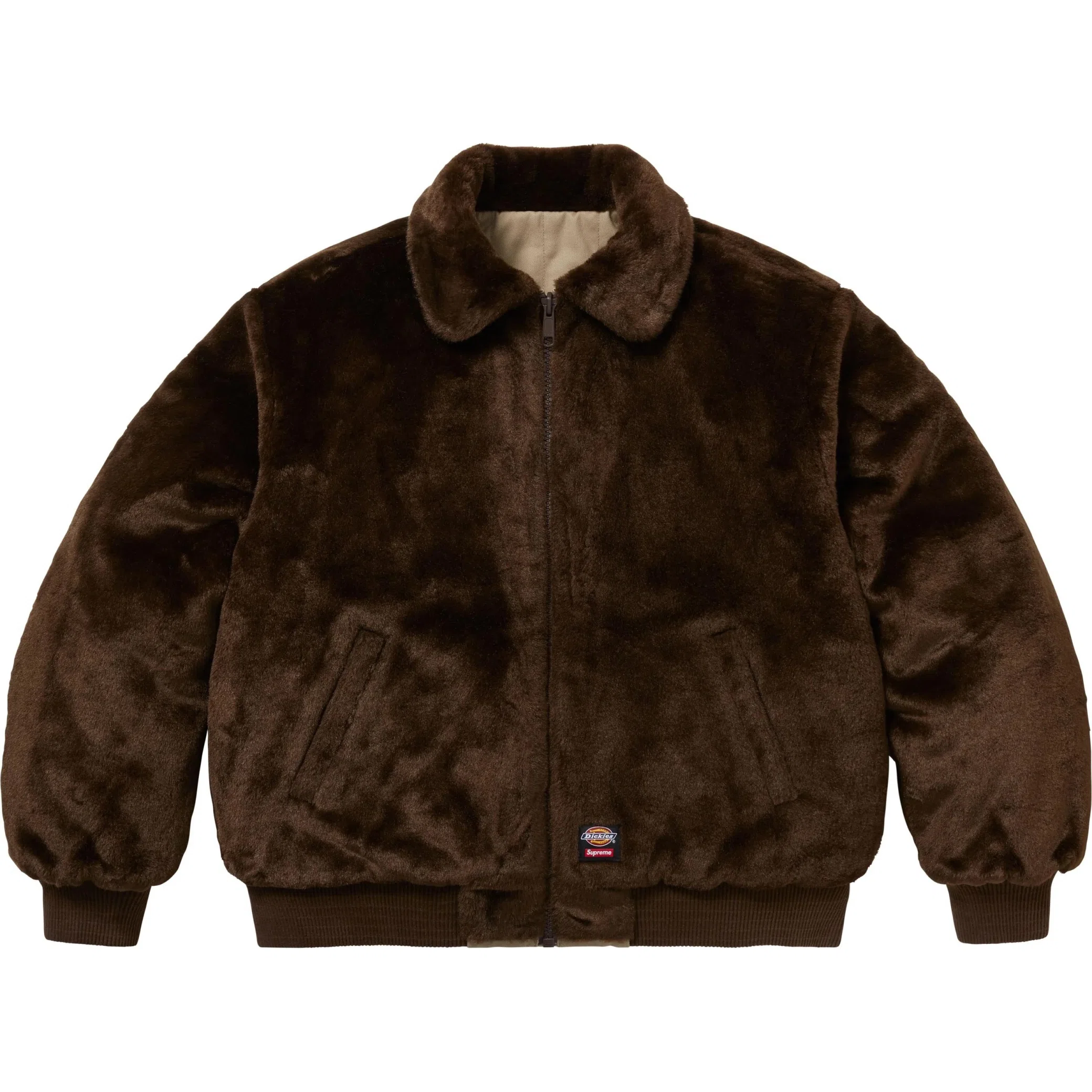  Supreme FW25 Dickies Reversible Quilted Faux Fur Work Jacket "Tan" | Farsel