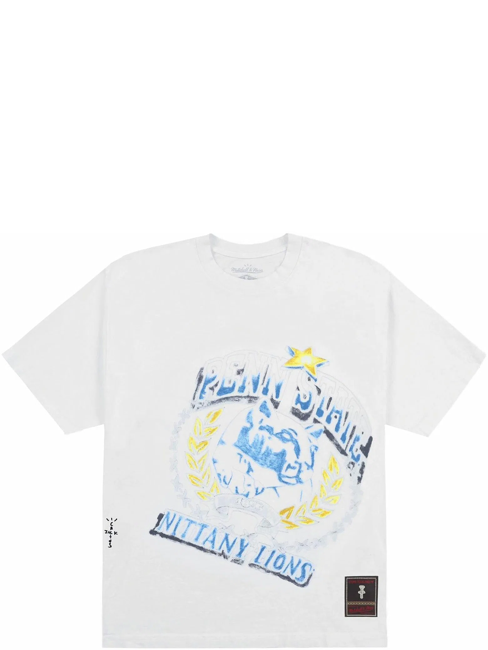 Футболки Travis Scott SS24 Mitchell & Ness Penn State University Handdrawn Tee "White" | Farsel