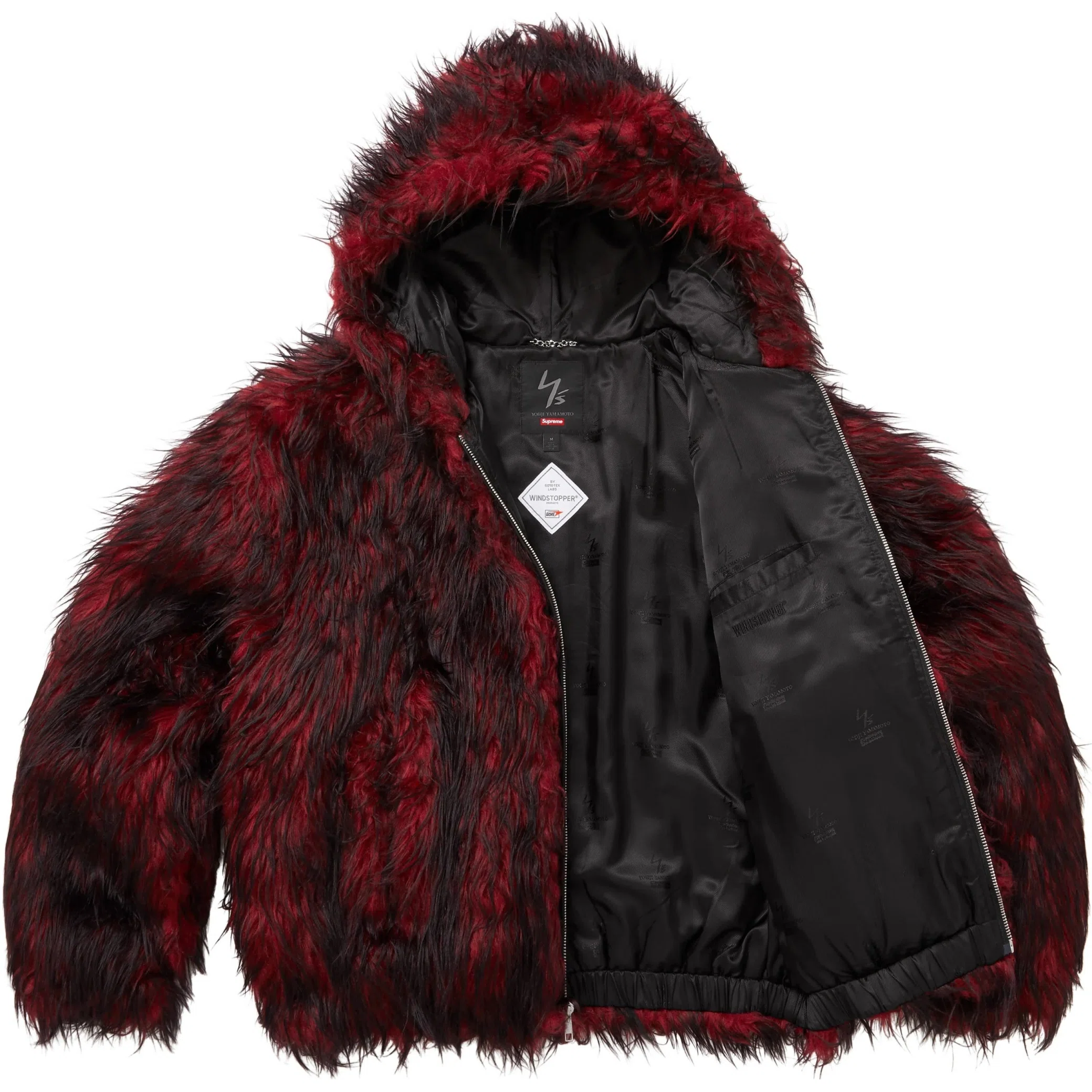 Куртки Supreme FW25 Y’s by Yohji Yamamoto Faux Fur WINDSTOPPER Hooded Bomber Jacket "Red" | Farsel