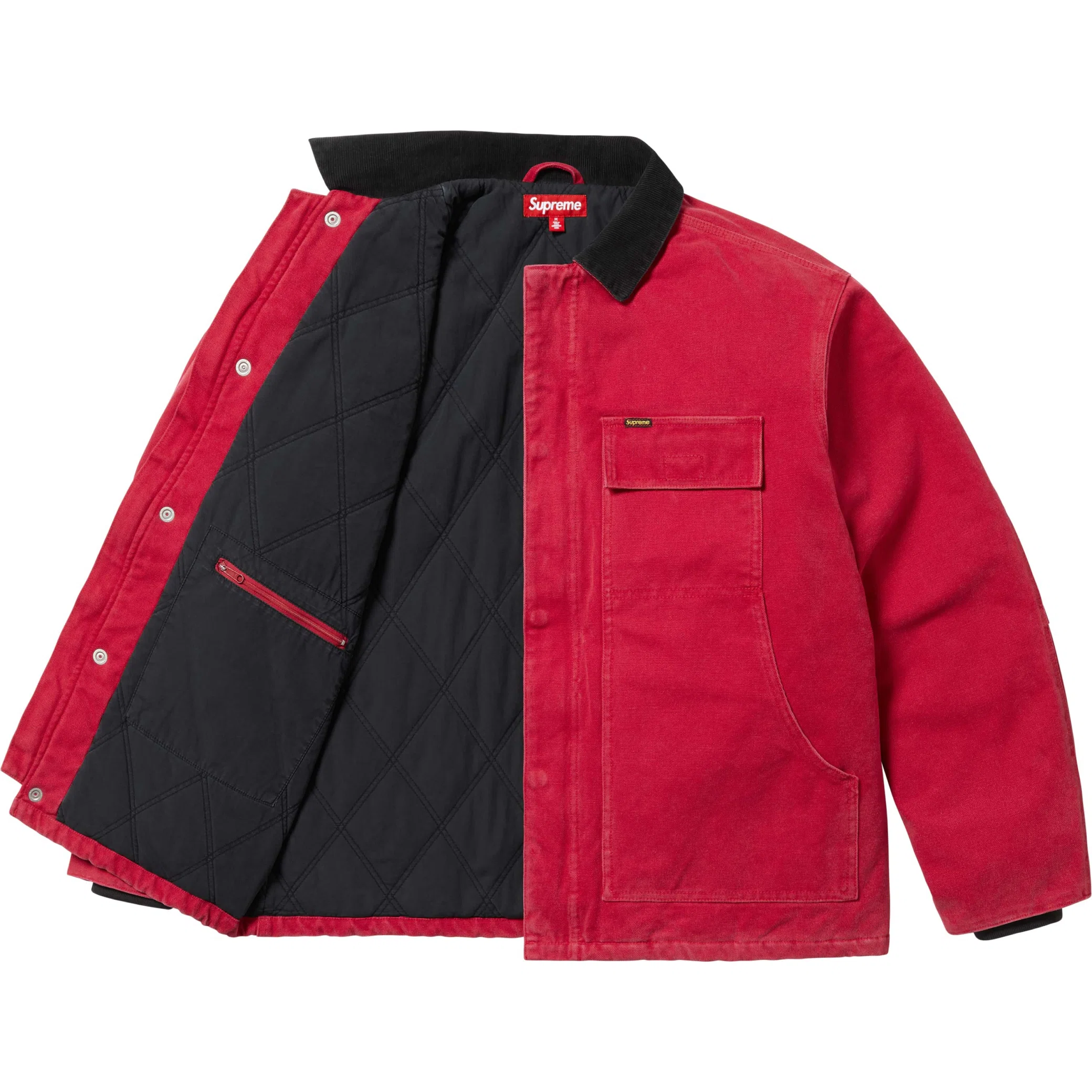  Supreme SS25 Old English Canvas Work Jacket "Red" | Farsel