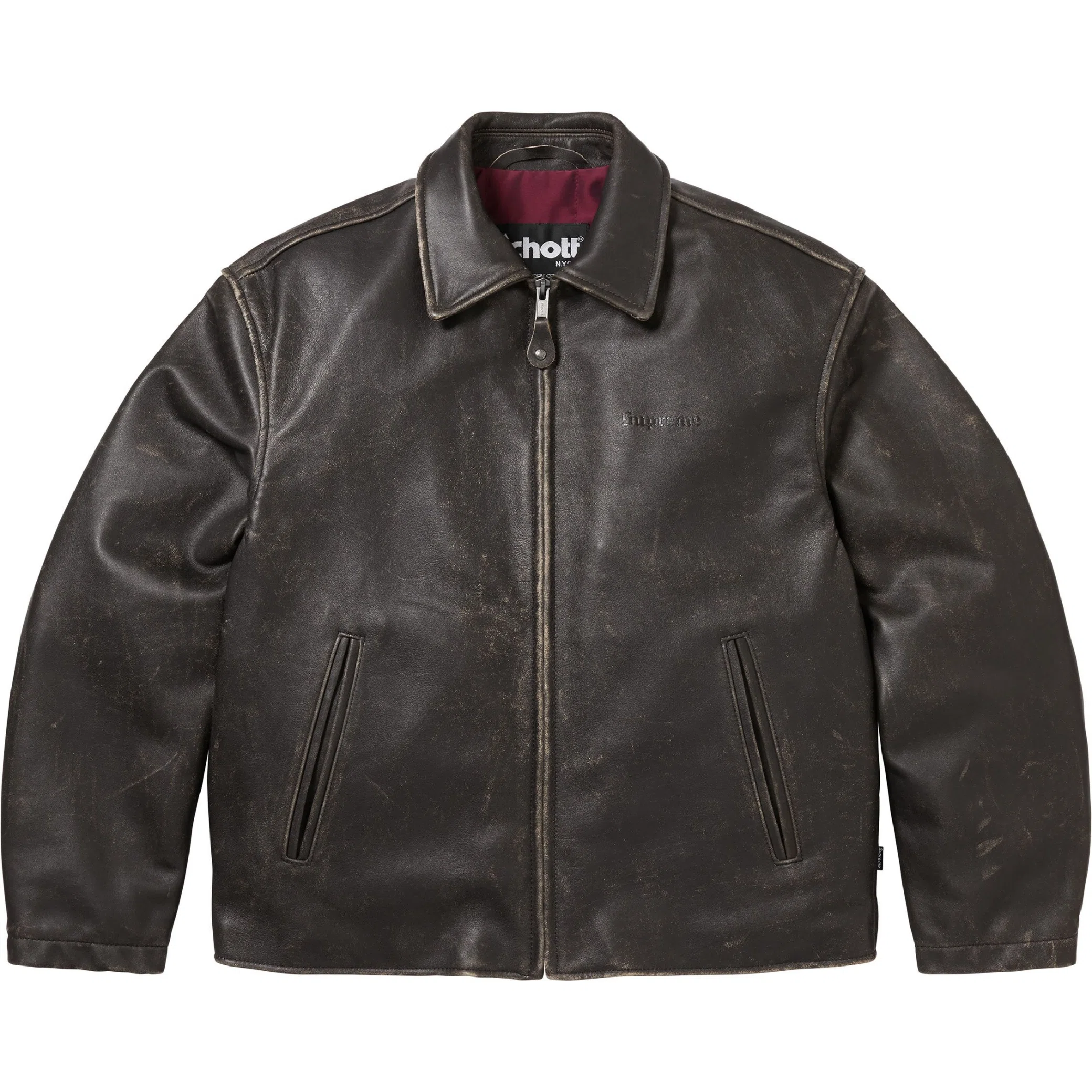 Supreme FW25 Schott Leather Racer Jacket "Black" | Farsel