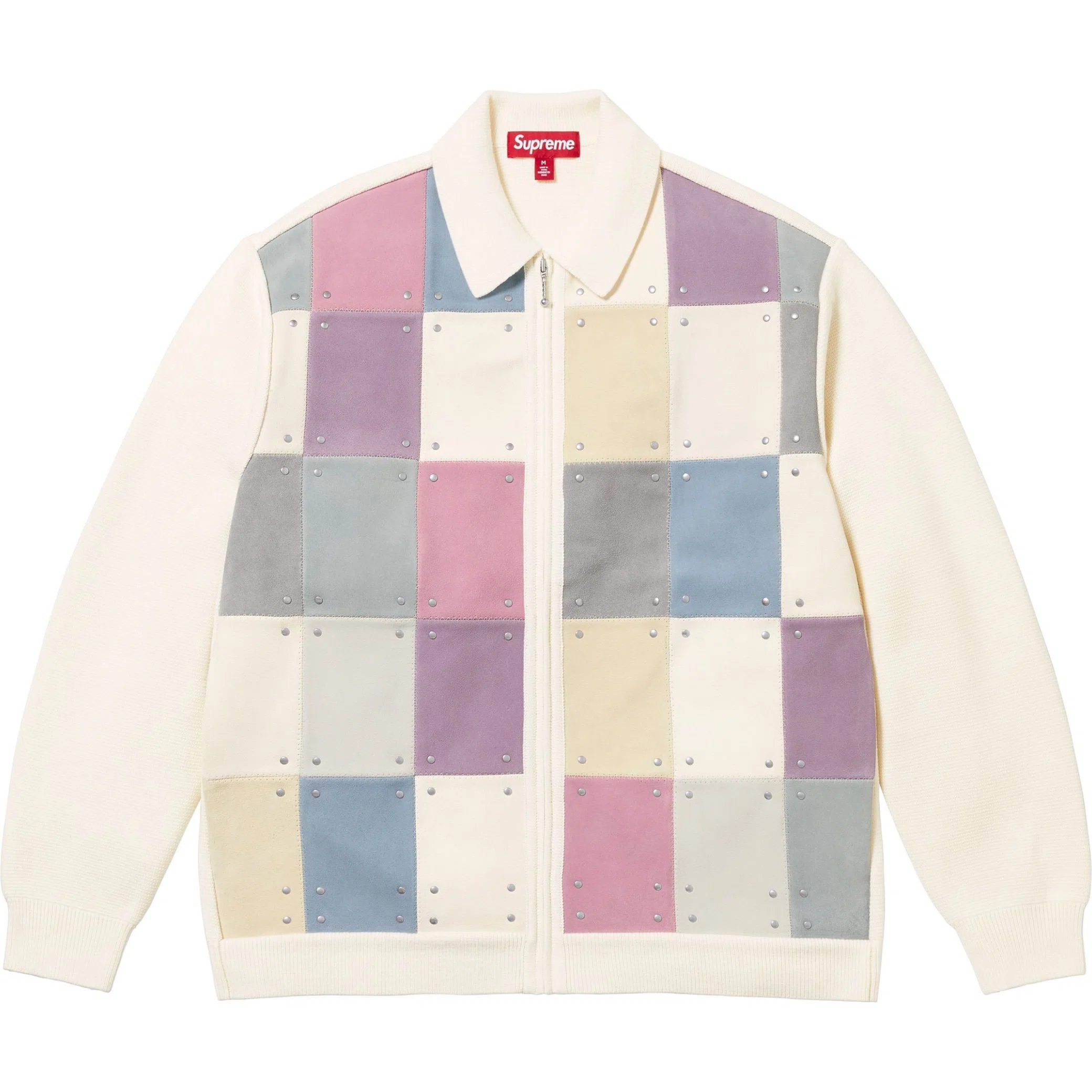 Кардиганы Supreme FW25 Studded Suede Zip Up Cardigan "Multicolor" | Farsel