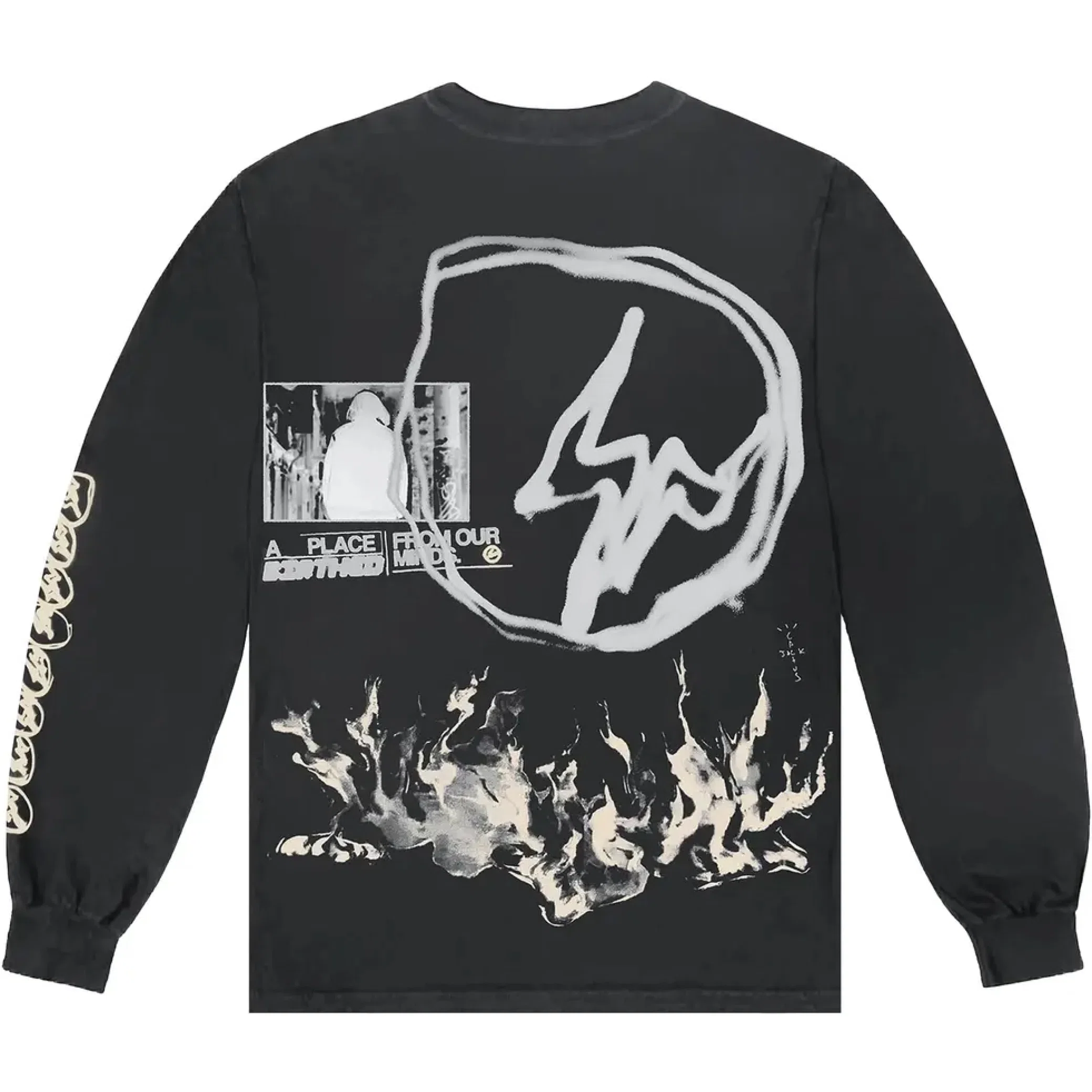 Лонгсливы Travis Scott FW21 Fragment Logo Long-Sleeve "Black" | Farsel