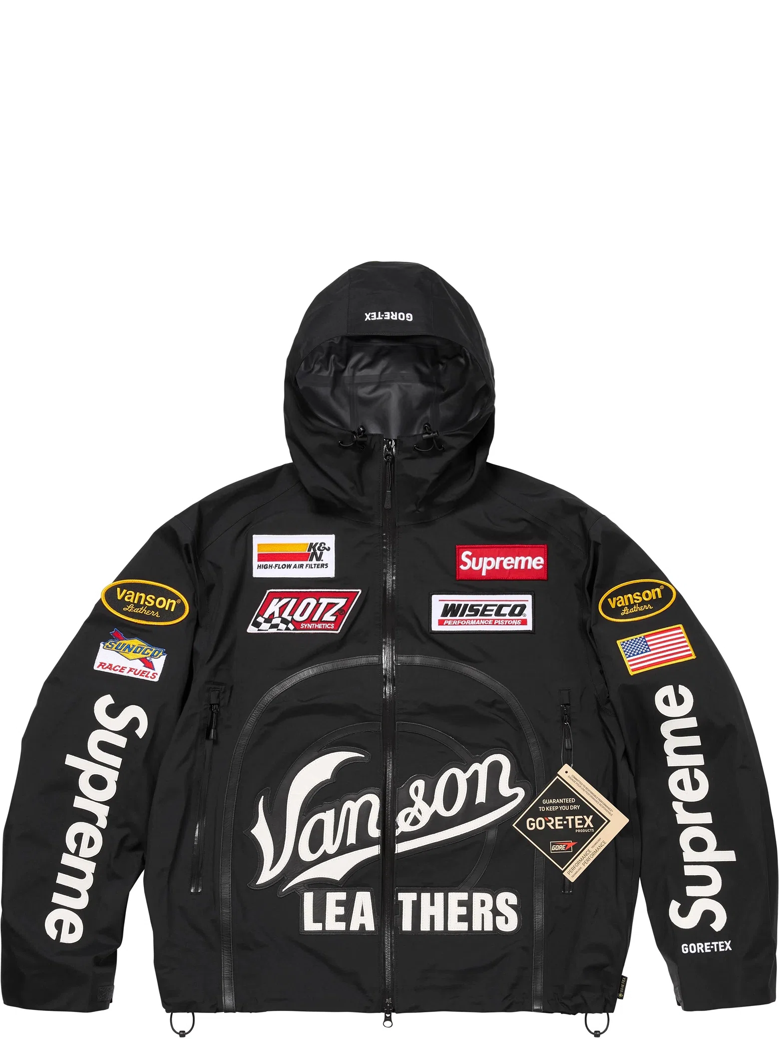 Куртки Supreme FW25 Vanson Leathers GORE-TEX Shell Jacket "Black" | Farsel