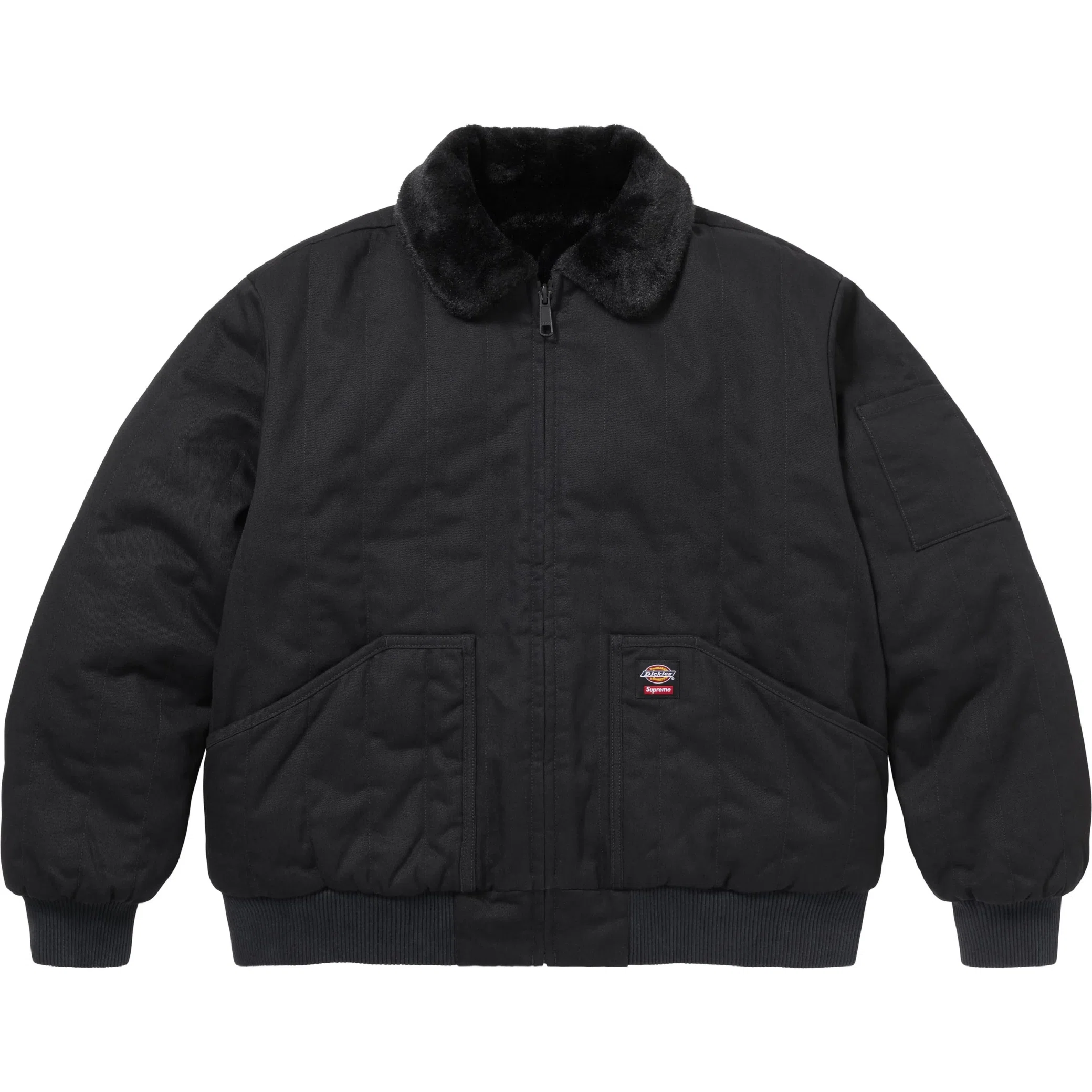  Supreme FW25 Dickies Reversible Quilted Faux Fur Work Jacket "Black" | Farsel