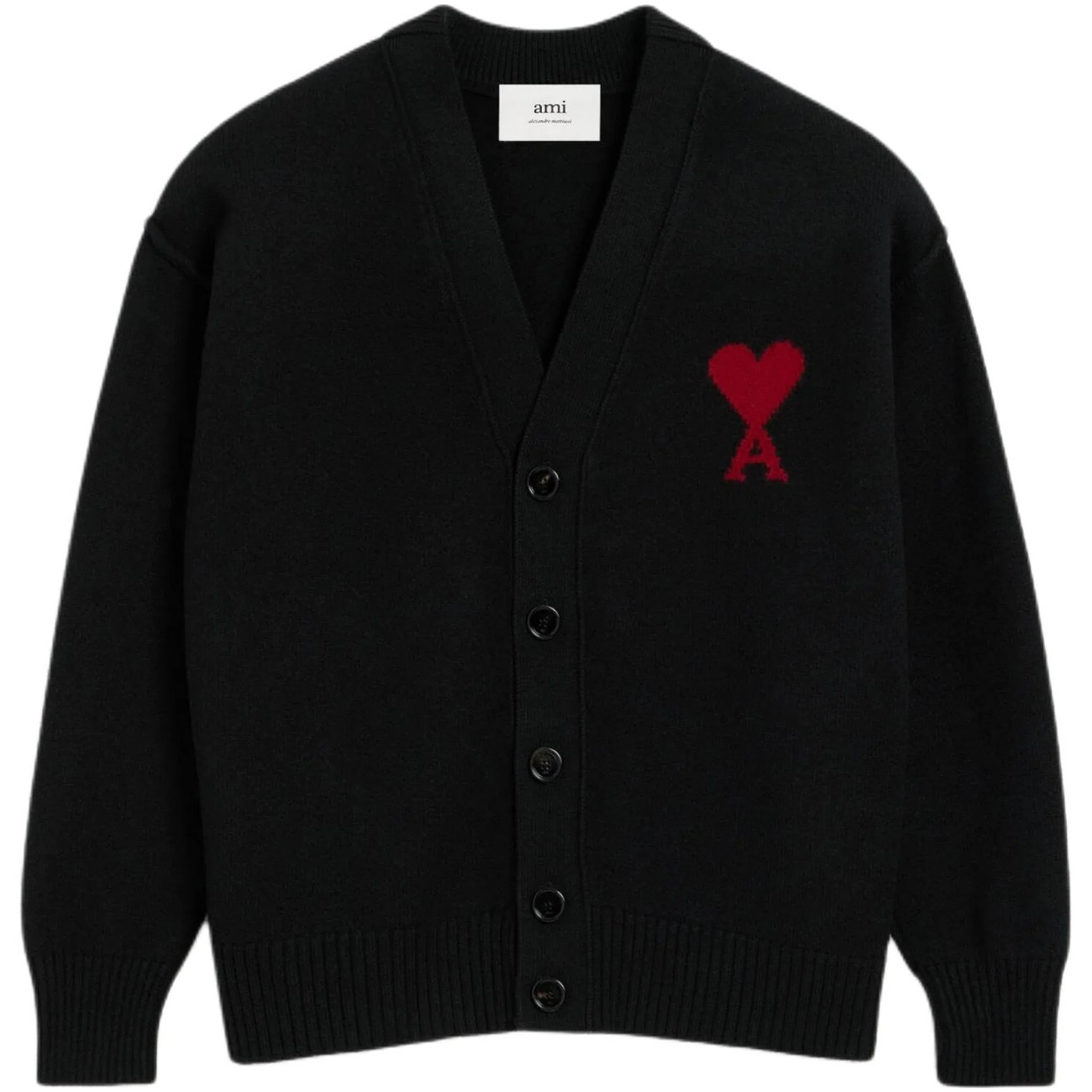 Кардиганы Ami Paris Wool Ami De Coeur Cardigan "Red / Black" | Farsel