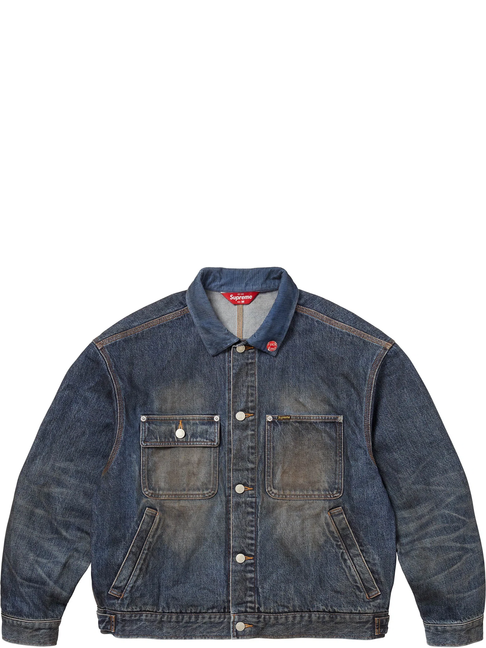 Куртки Supreme FW25 Distressed Selvedge Trucker Jacket "Washed Indigo" | Farsel