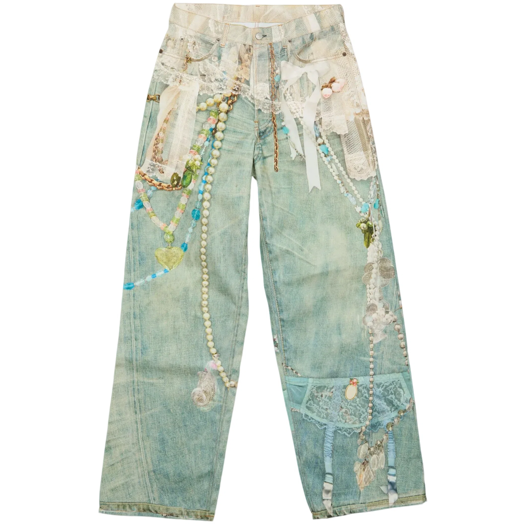 Джинсы Acne Studios Loose Fit 1981 Jeans "White/Green" | Farsel