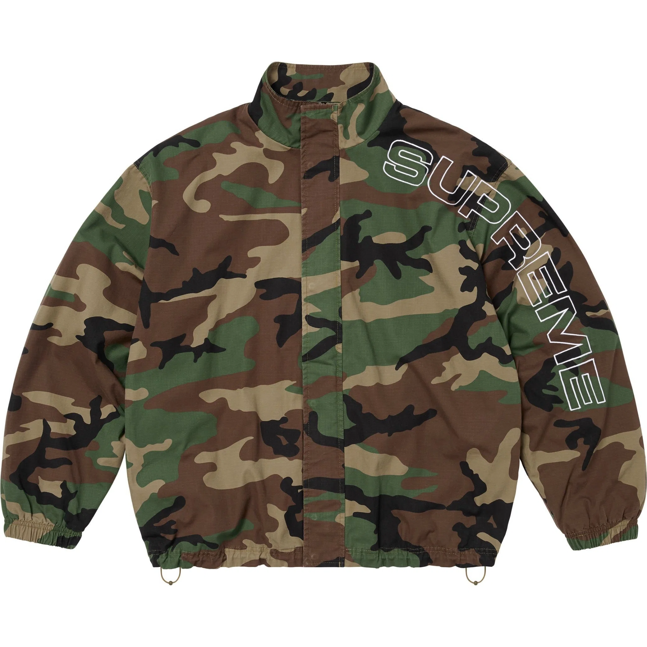 Куртки Supreme FW25 Spellout Embroidered Ripstop Track Jacket "Woodland Camo" | Farsel