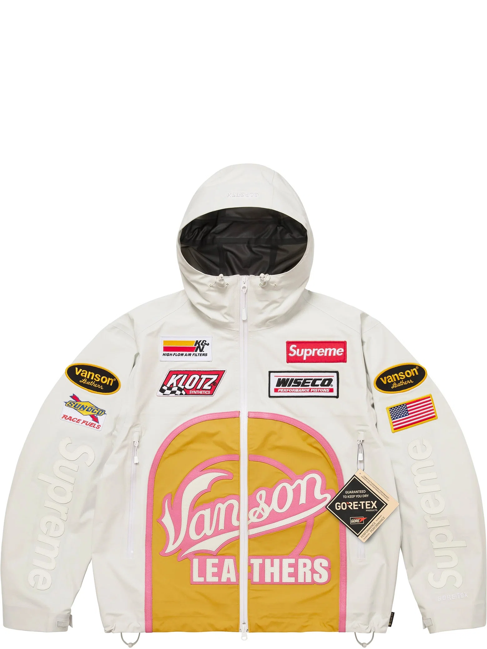 Куртки Supreme FW25 Vanson Leathers GORE-TEX Shell Jacket "White" | Farsel