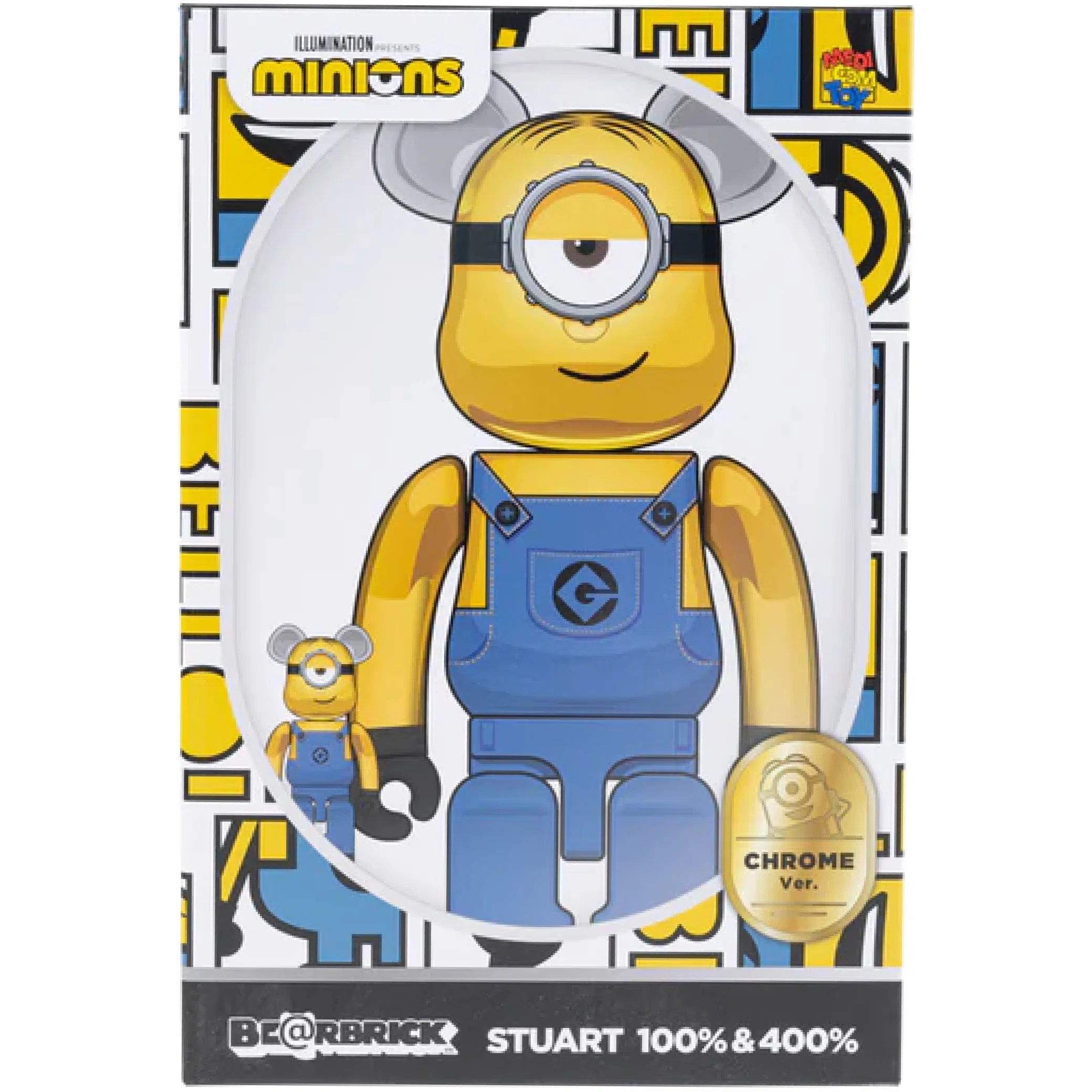  Medicom Toy Minions Stuart Chrome Ver. "100% & 400% Set" | Farsel