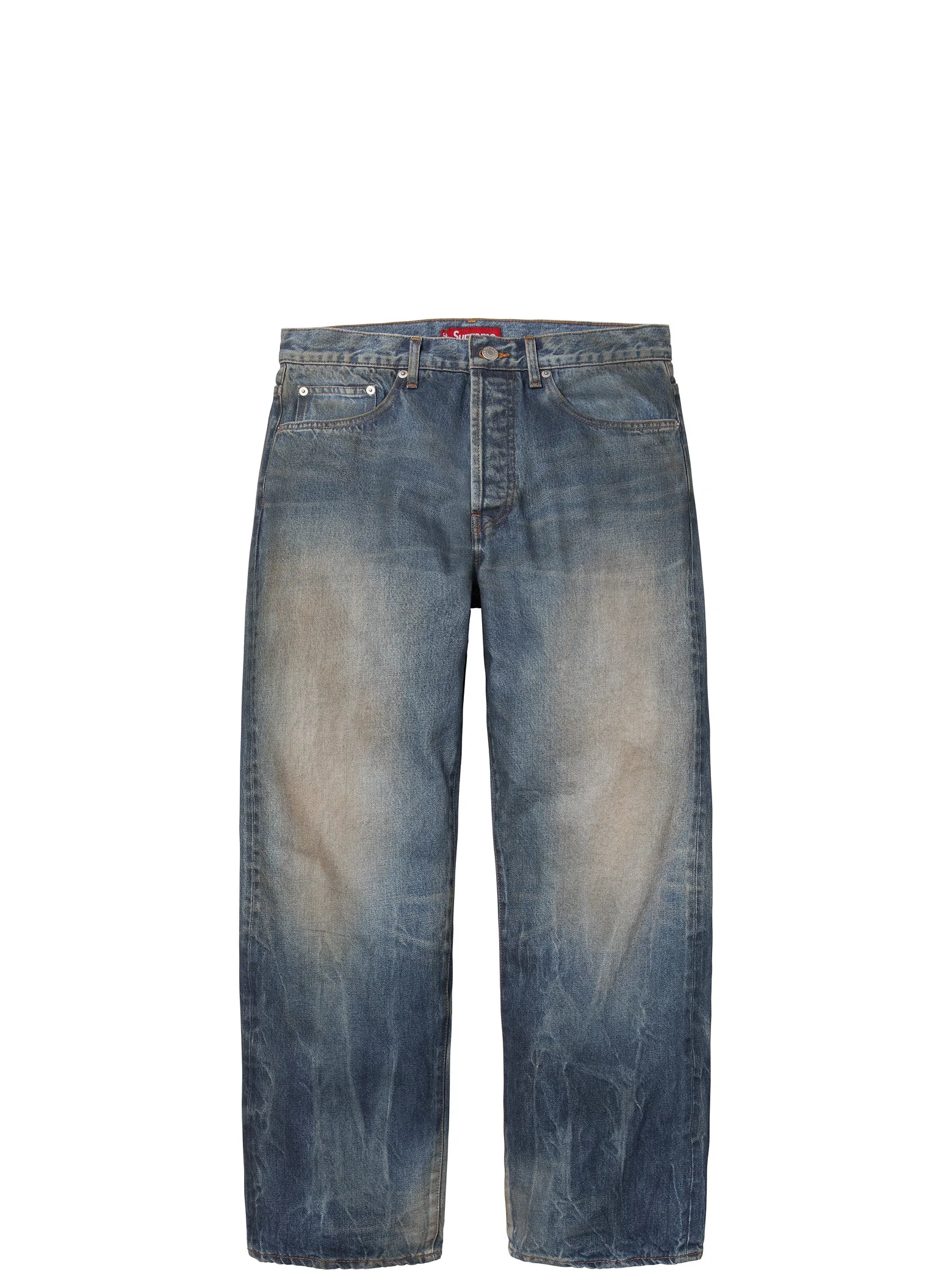 Джинсы Supreme FW25 Distressed Loose Fit Selvedge Jean "Washed Indigo" | Farsel