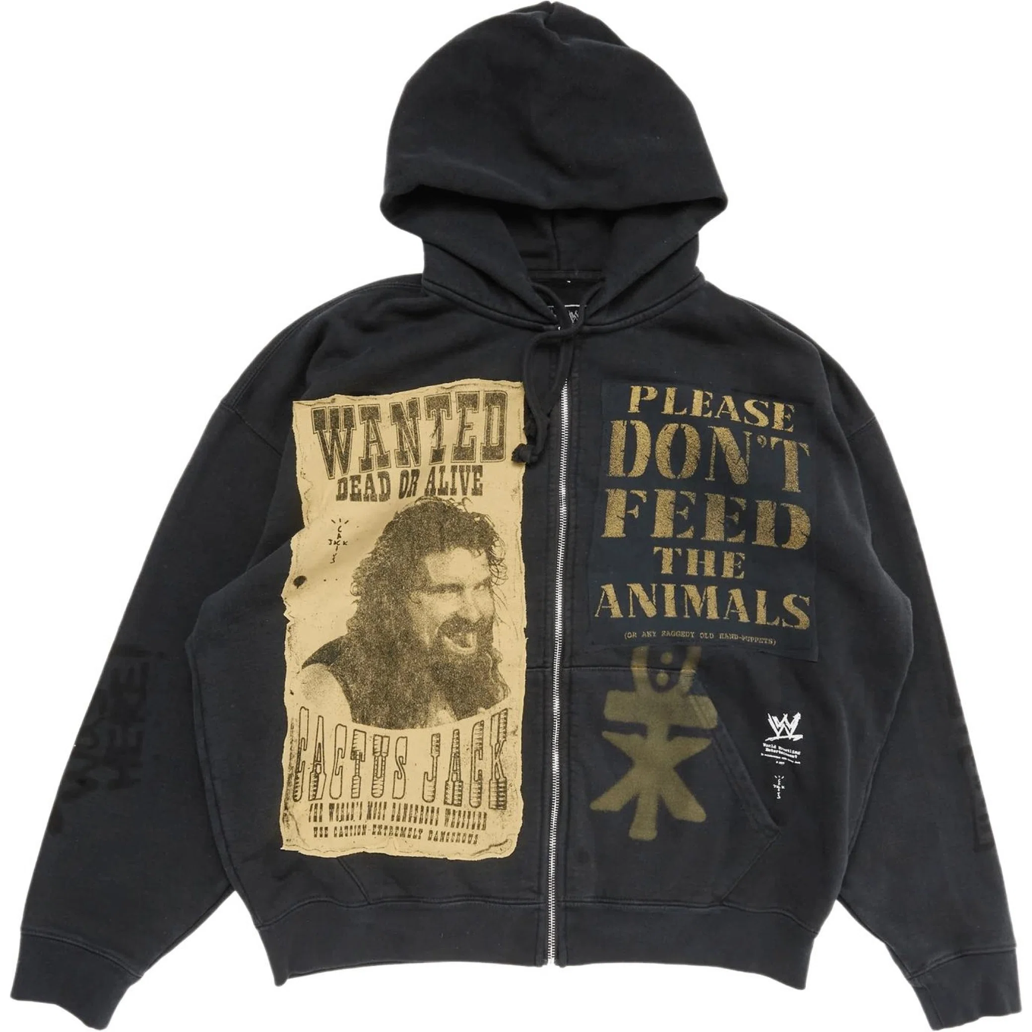  Travis Scott SS25 WWE Double Cactus Jack Full-Zip Hoodie Mick Foley "Black" | Farsel