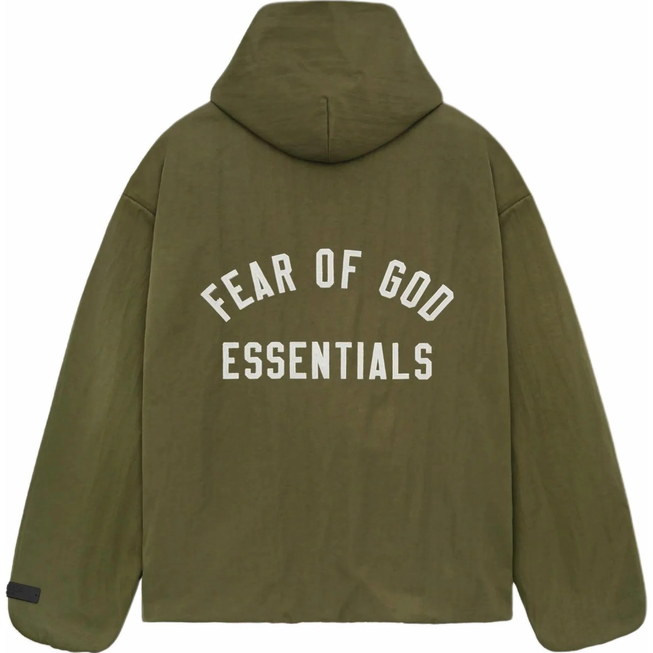  Fear of God FW24 Essentials Textured Nylon Hooded Coaches Jacket "Military" | Farsel