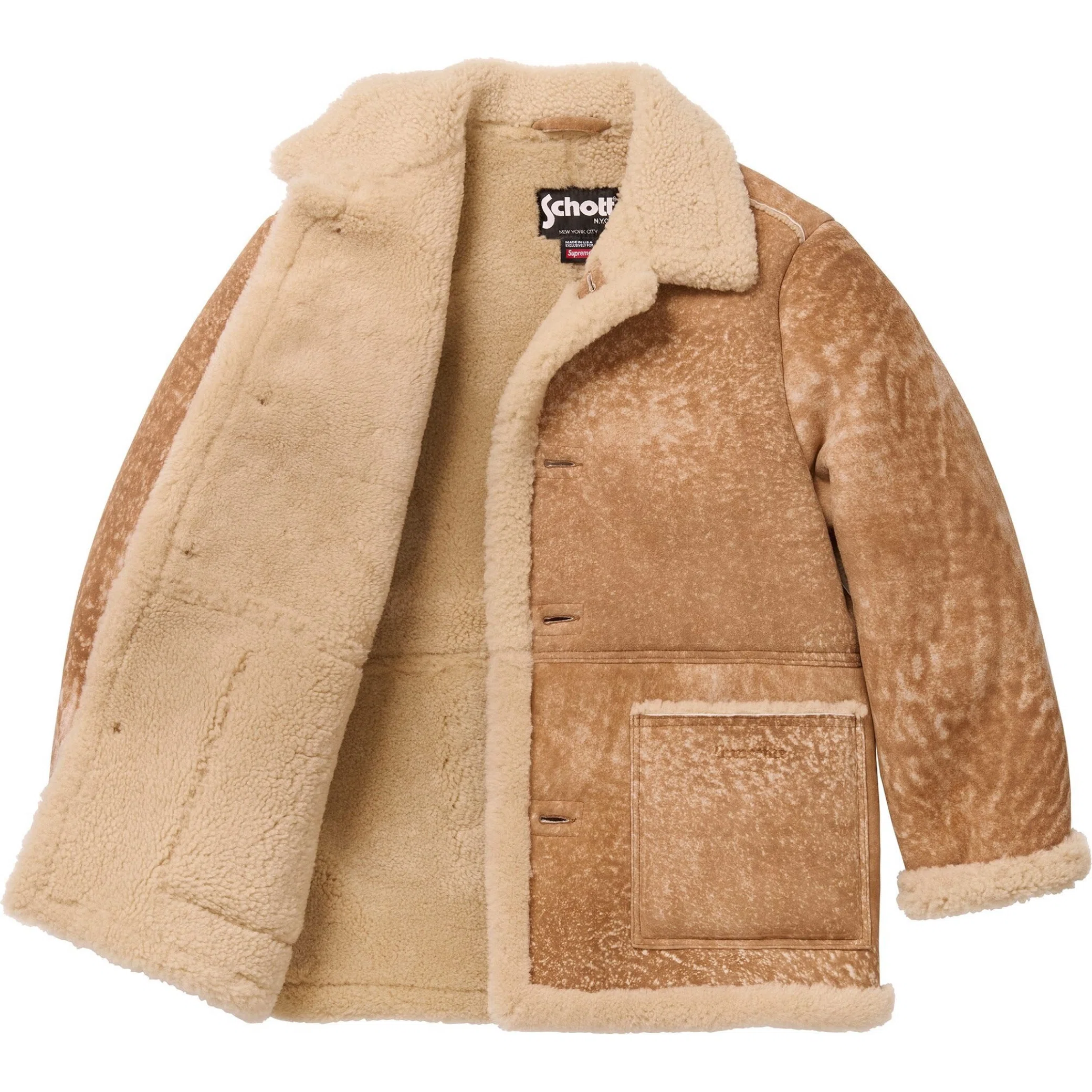 Дубленки Supreme FW25 Schott Shearling Coat "Tan" | Farsel