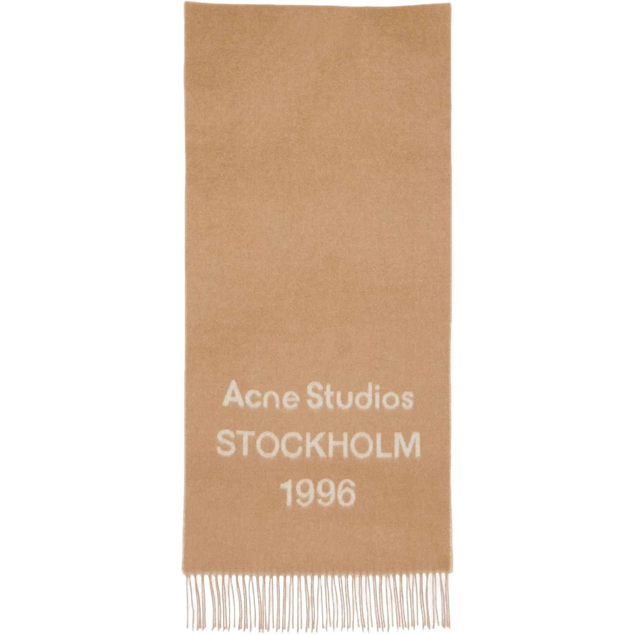 Шарфы Acne Studios Logo scarf Wide "Camel / ecru" | Farsel