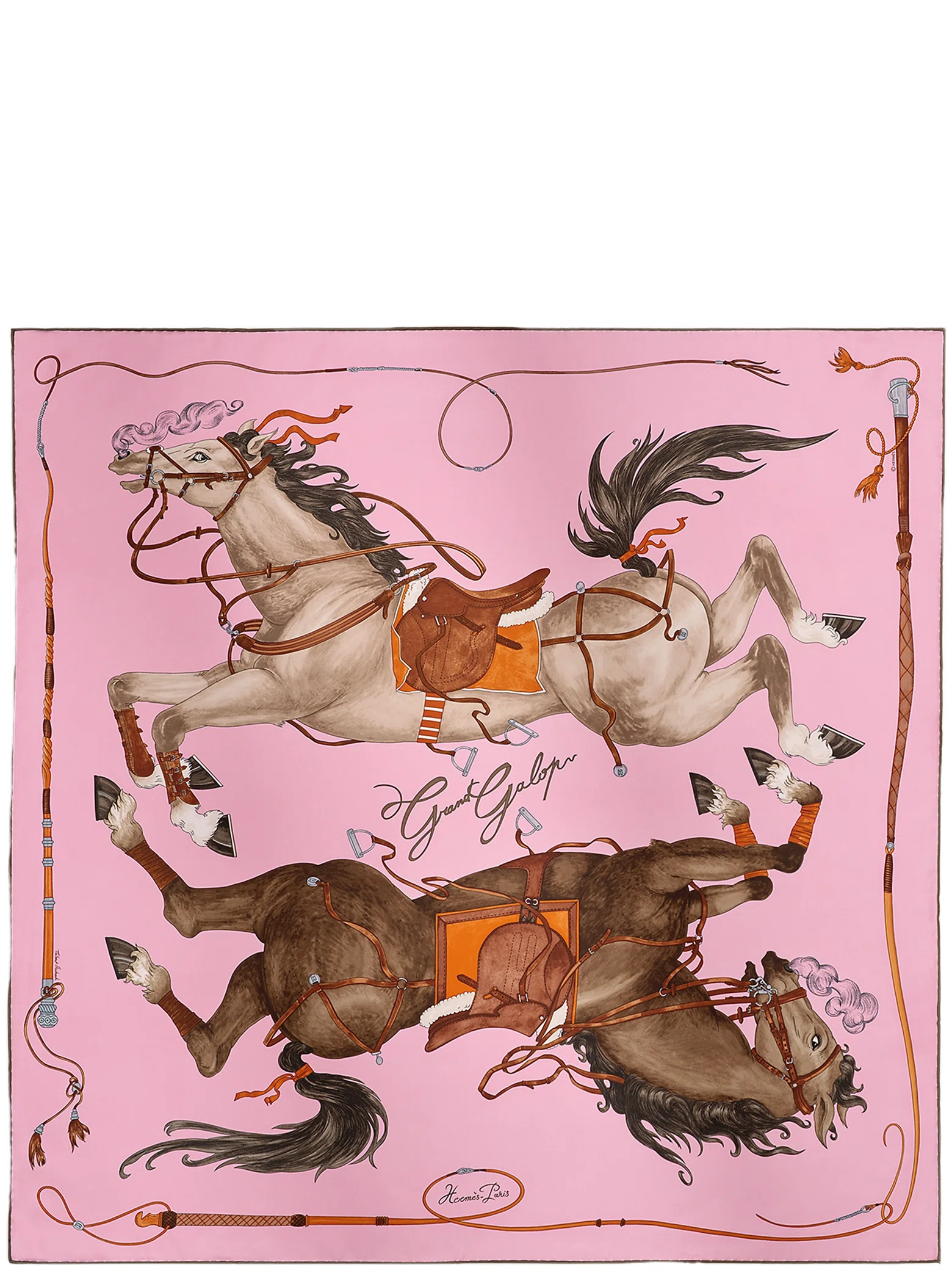 Платки Hermes Grand Galop Scarf 90 "Rose Dragée / Alezan / Anthracite" | Farsel