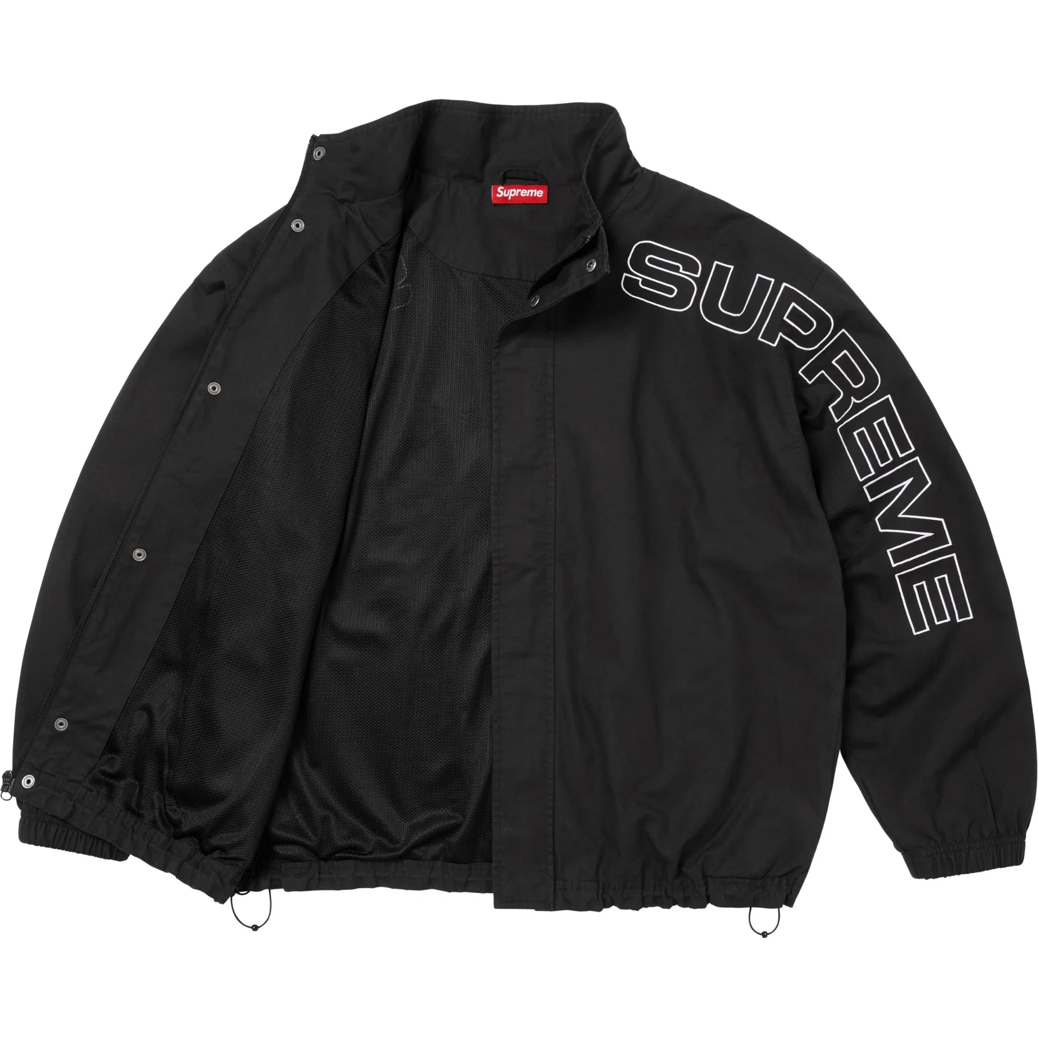 Куртки Supreme FW25 Spellout Embroidered Ripstop Track Jacket "Black" | Farsel