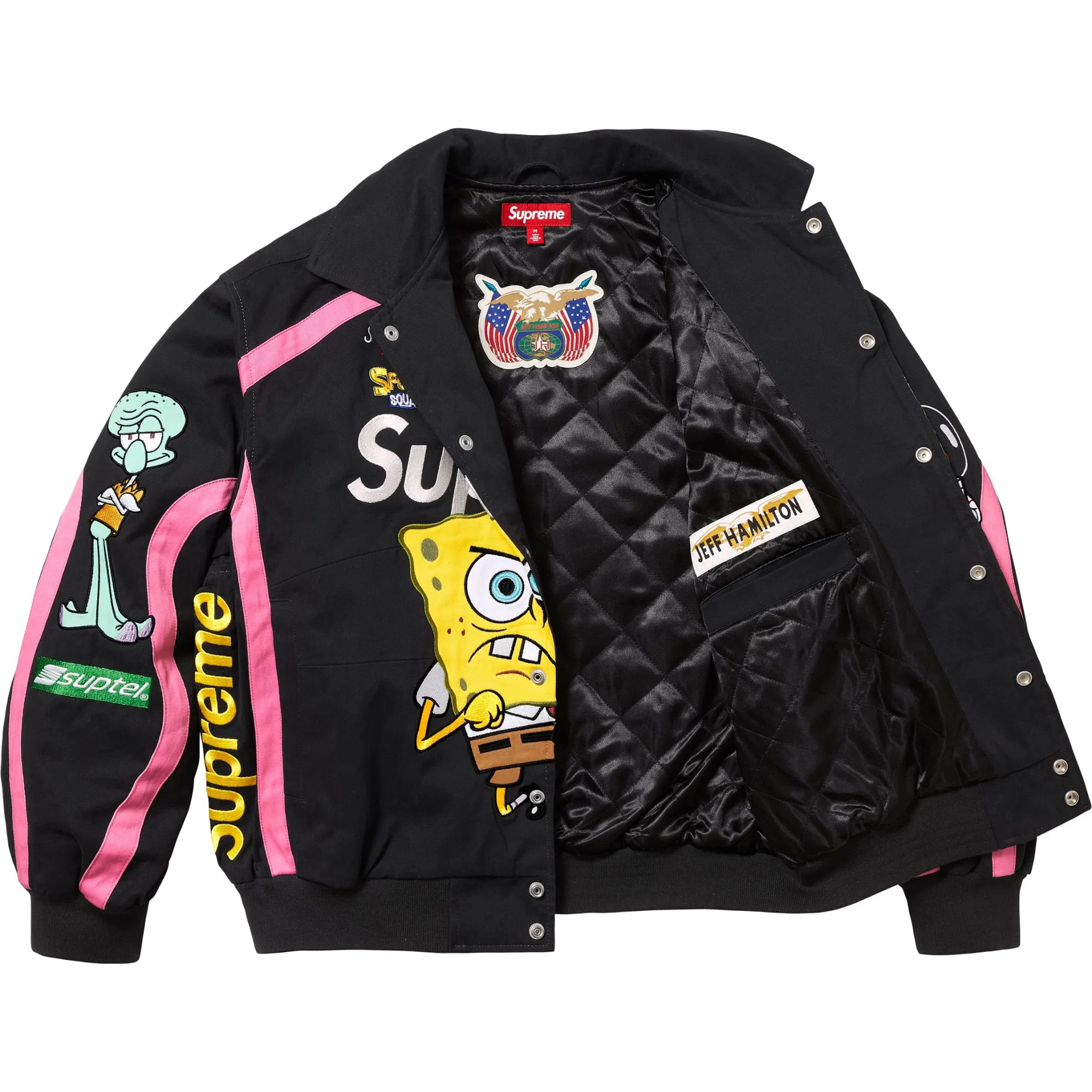 Куртки Supreme SS25 SpongeBob SquarePants Jeff Hamilton Racing Jacket "Black" | Farsel