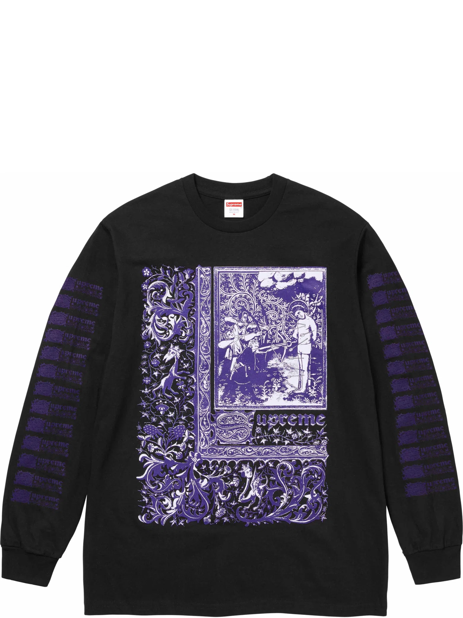 Лонгсливы Supreme SS24 Saint Sebastian L/S Tee "Black" | Farsel