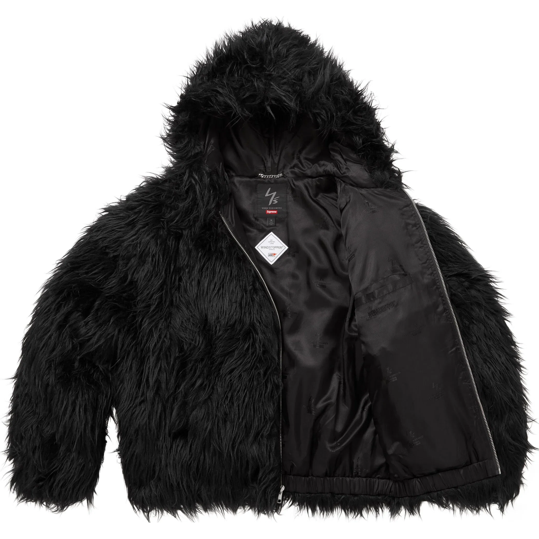 Куртки Supreme FW25 Y’s by Yohji Yamamoto Faux Fur WINDSTOPPER Hooded Bomber Jacket "Black" | Farsel