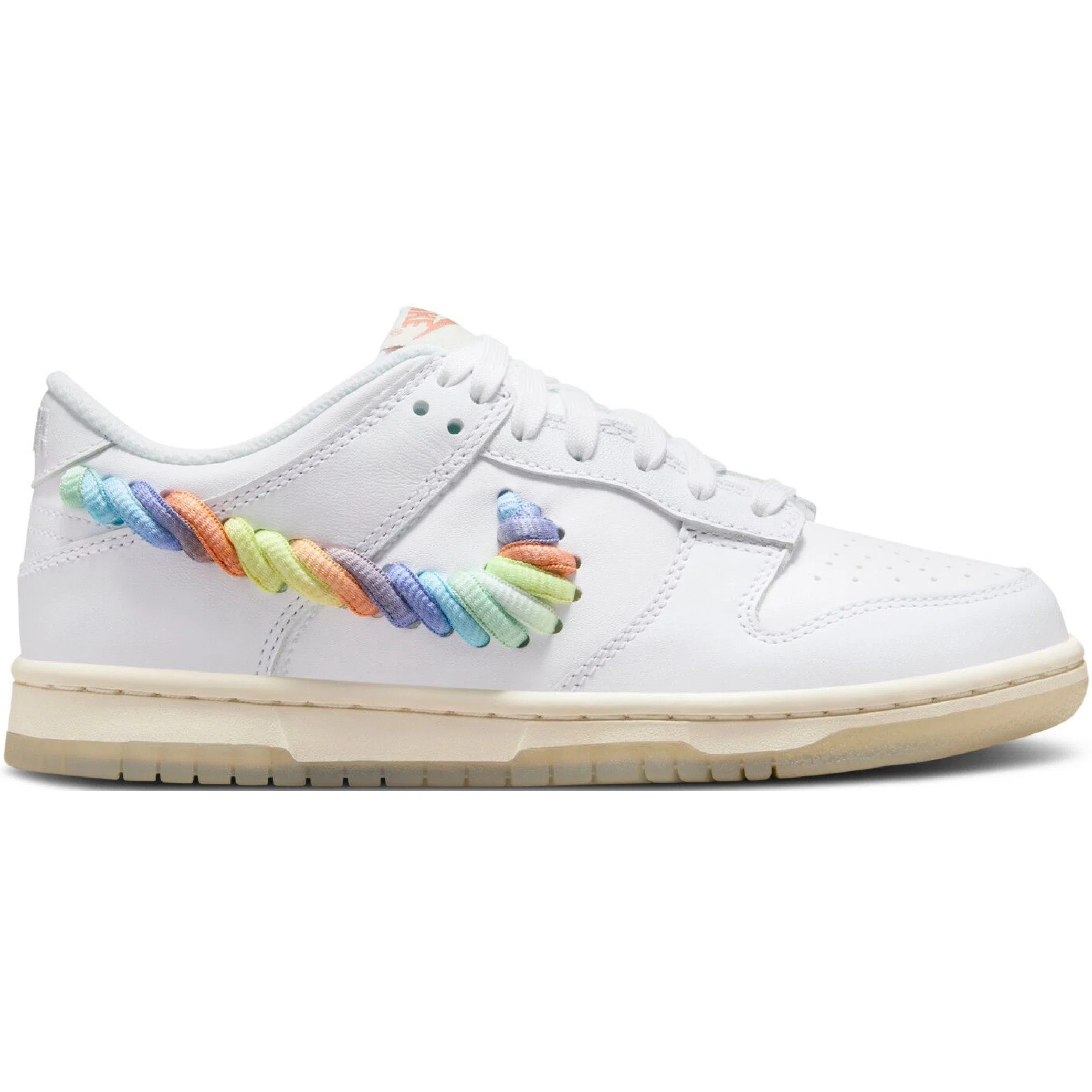Кроссовки Nike Dunk Low SE GS "Rainbow Lace Swoosh White" | Farsel
