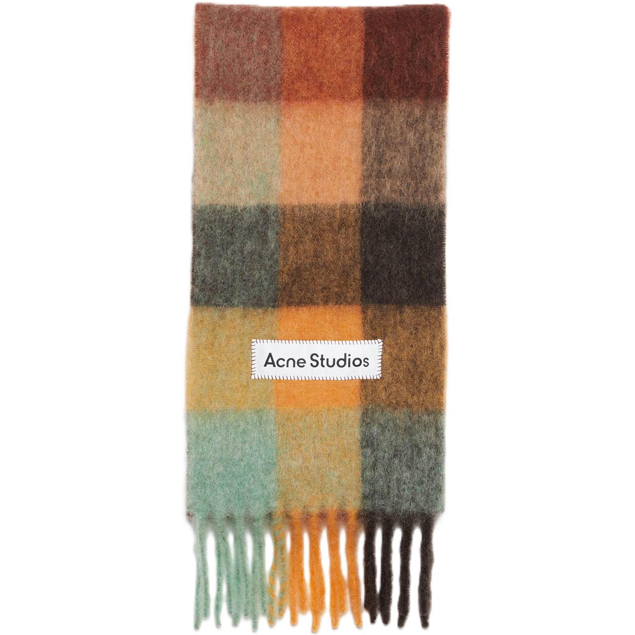 Шарфы Acne Studios Mohair Checked Scarf "Chestnut brown / yellow / green" | Farsel