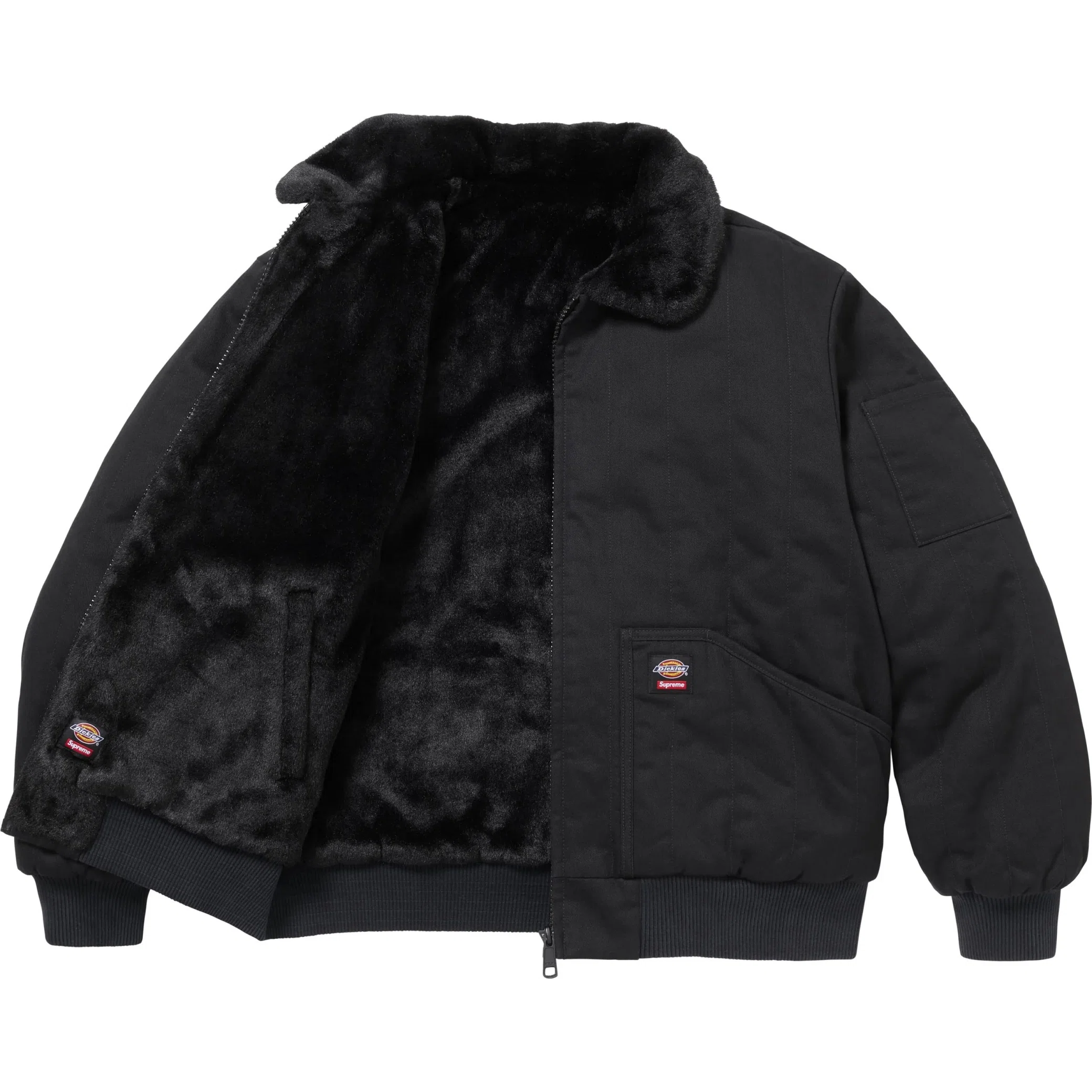  Supreme FW25 Dickies Reversible Quilted Faux Fur Work Jacket "Black" | Farsel