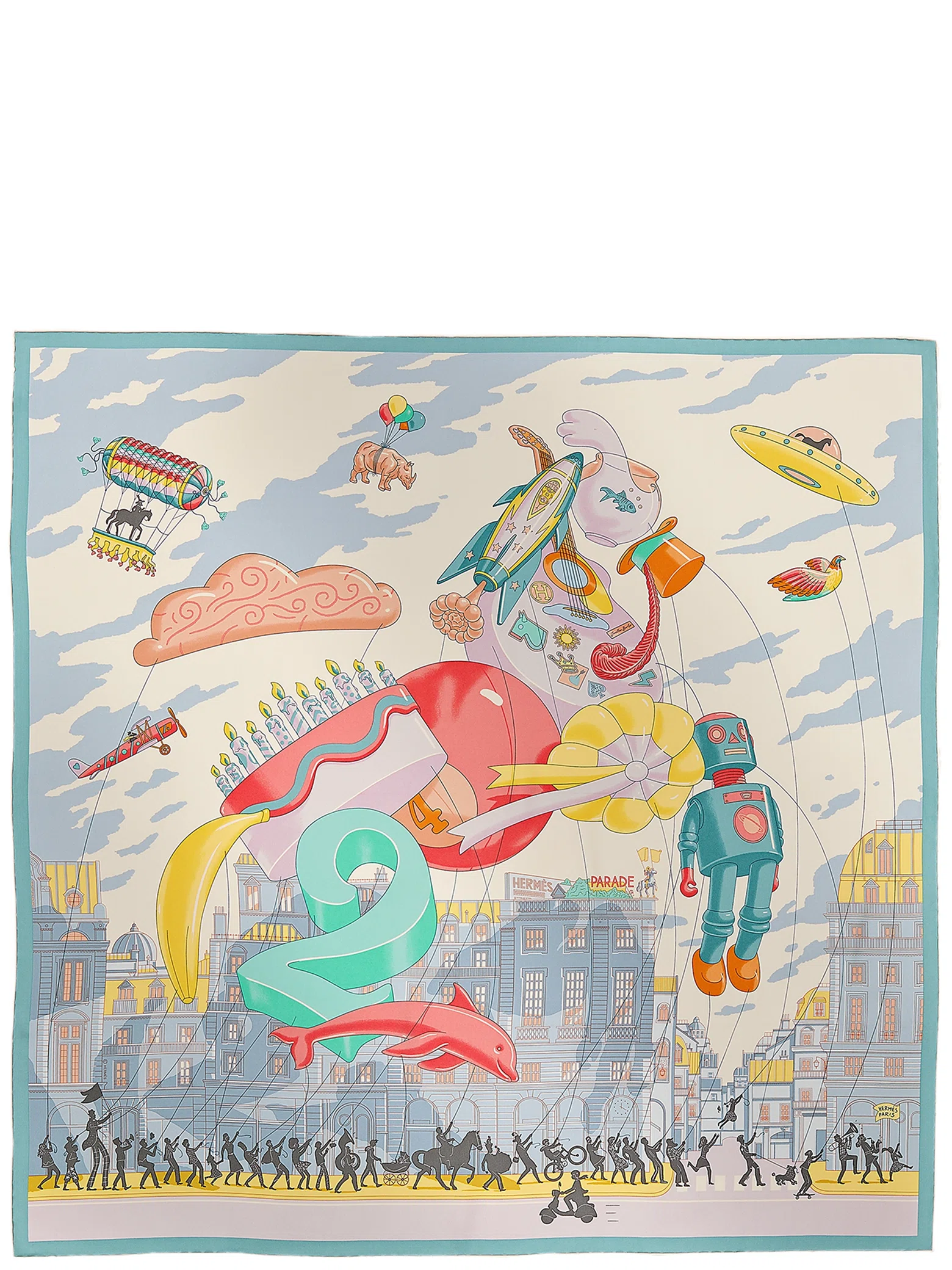 Платки Hermes Hermès Parade Scarf 90 "Rose Pâle / Jaune Vif / Multicolore" | Farsel