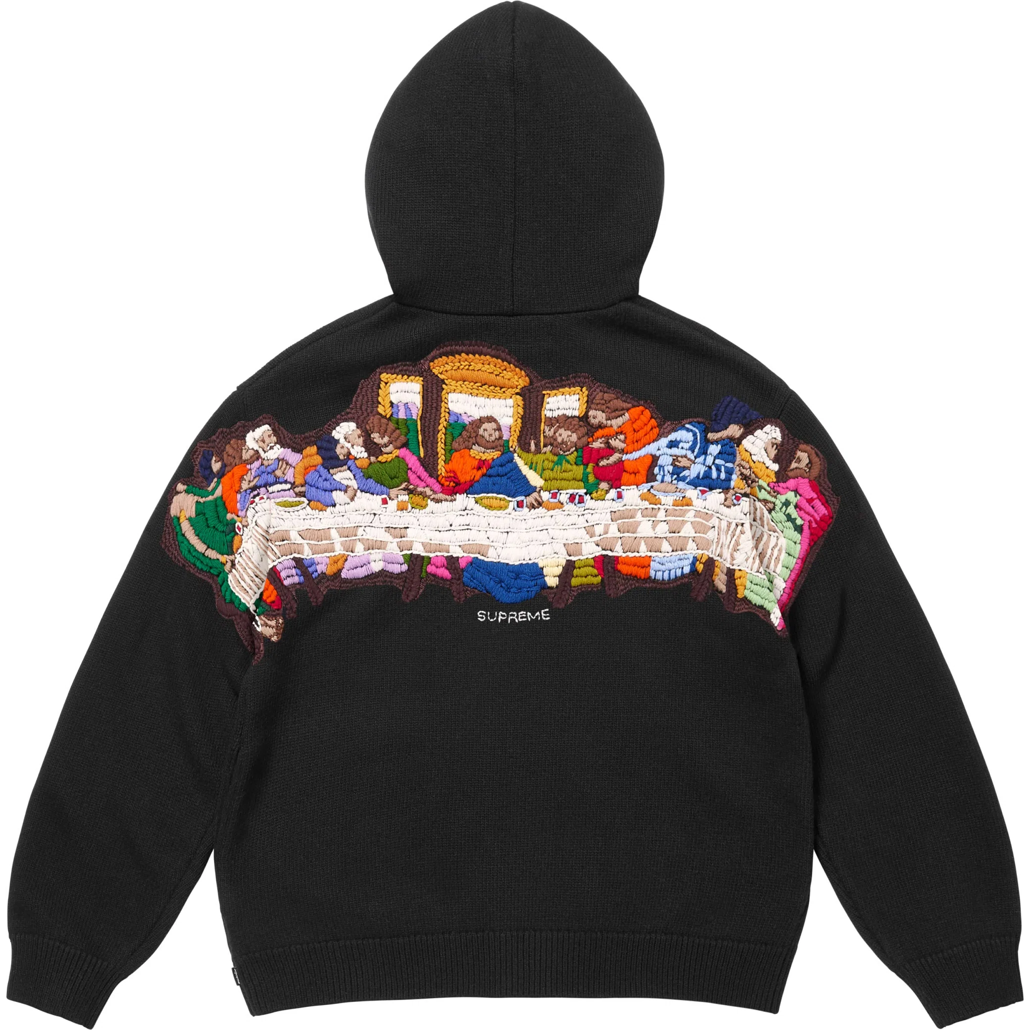 Худи Supreme SS25 Last Supper Embroidered Zip Up Hooded Sweater "Black" | Farsel