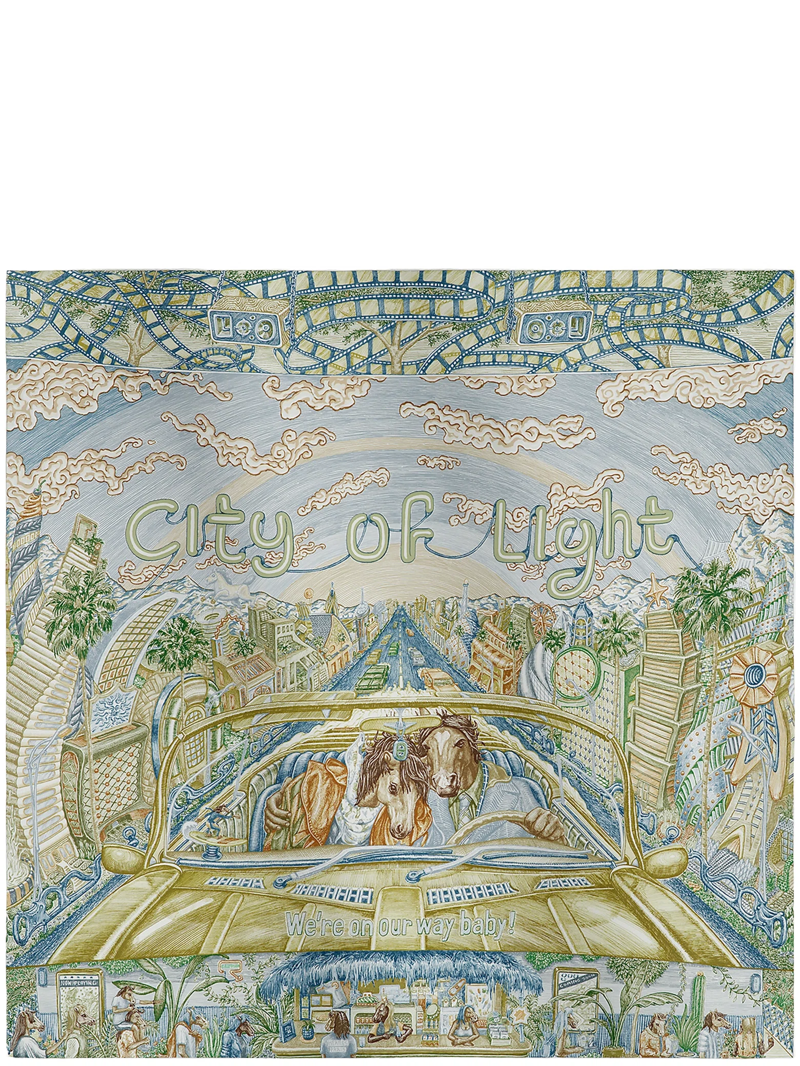 Платки Hermes City Of Light Scarf 90 "Bleu Glacier / Kaki / Beige" | Farsel