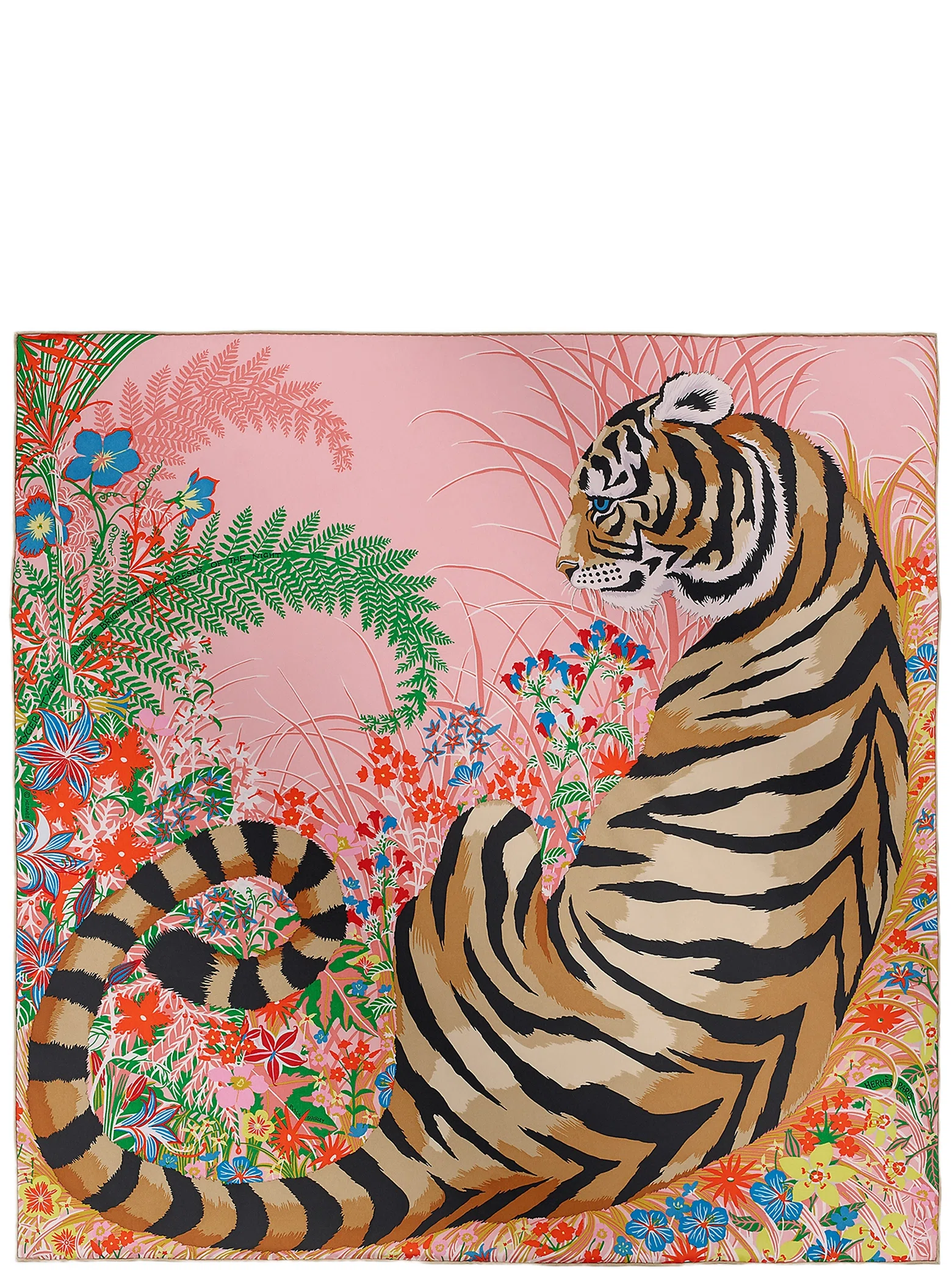 Платки Hermes Tyger Tyger Scarf 70 "Rose / Beige Doré / Multicolore" | Farsel