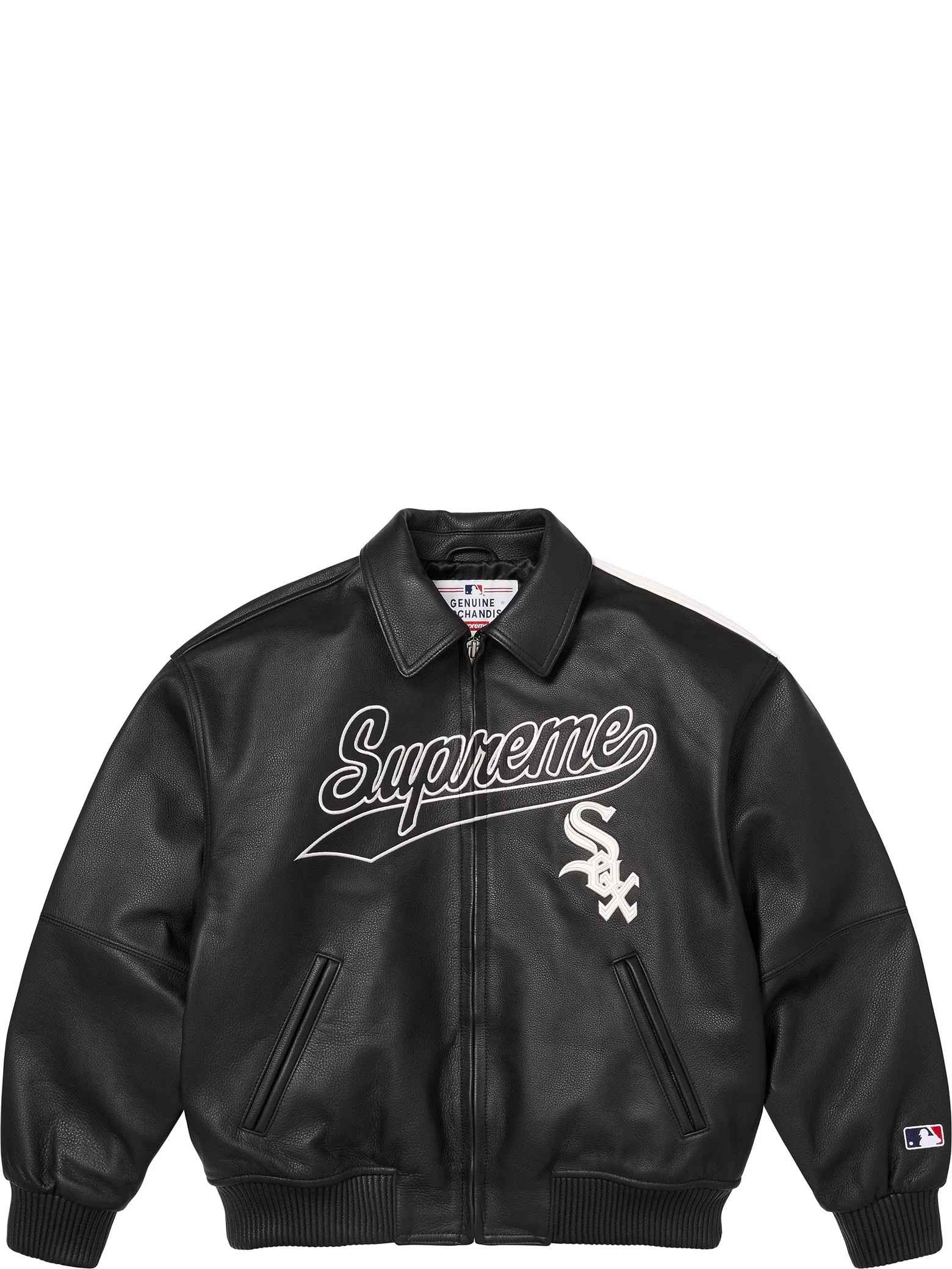 Куртки Supreme FW25 Chicago White Sox Leather Varsity Jacket "Black" | Farsel