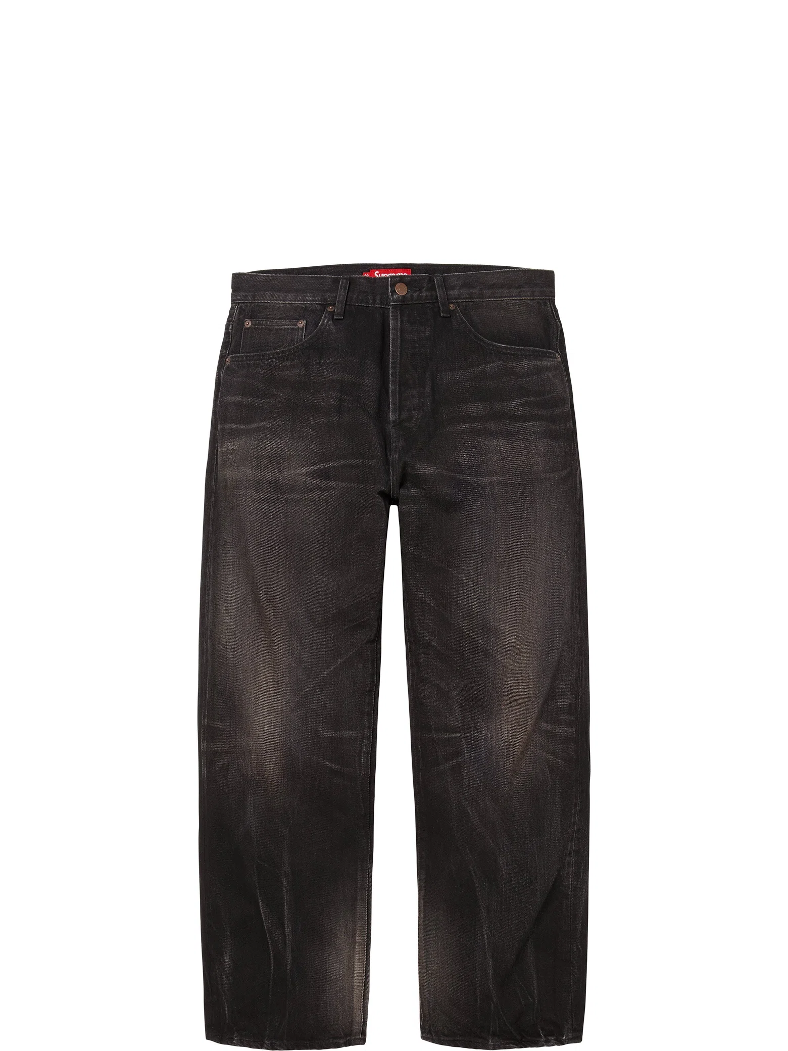 Джинсы Supreme FW25 Distressed Loose Fit Selvedge Jean "Washed Black" | Farsel