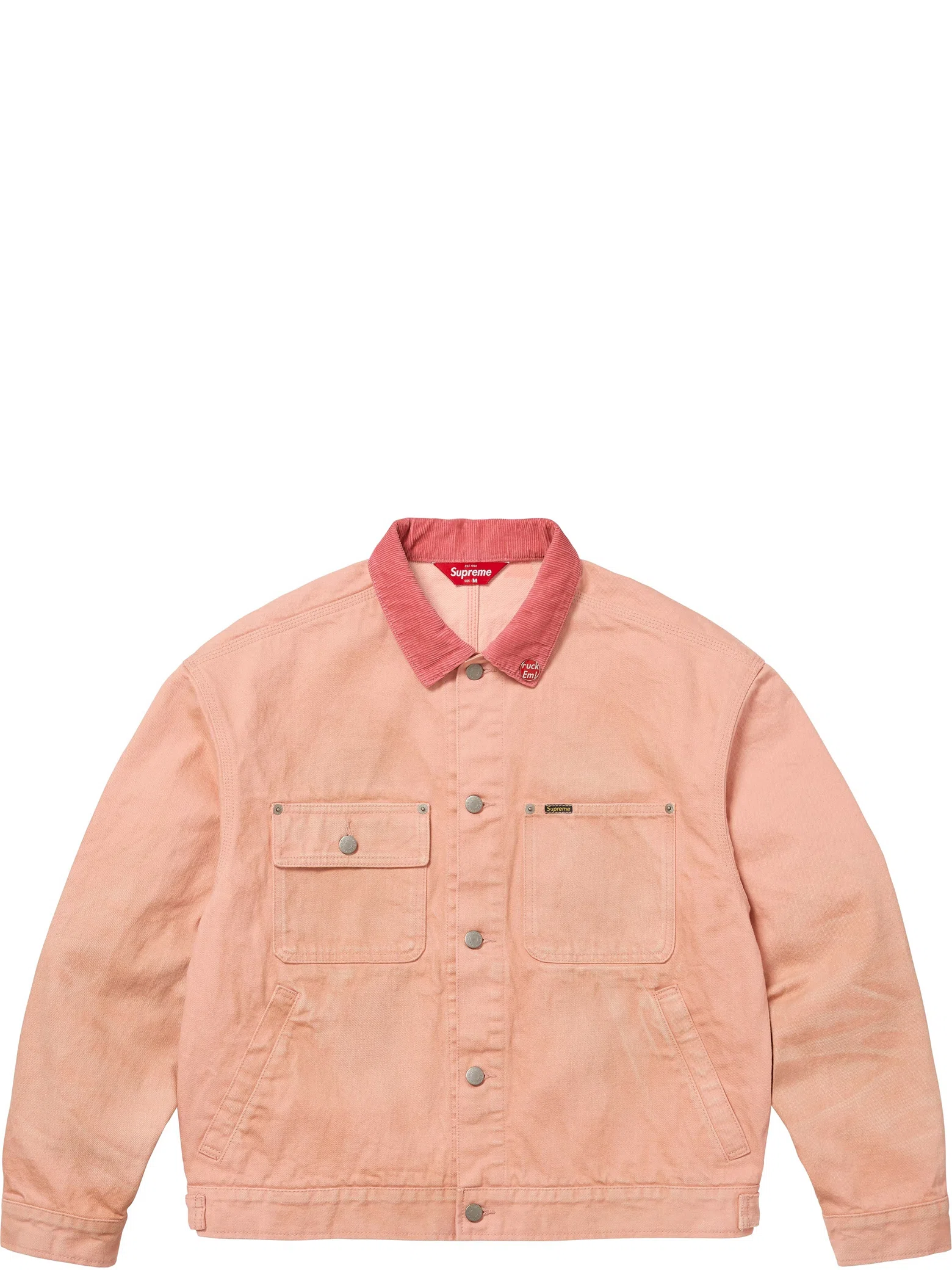 Куртки Supreme FW25 Distressed Selvedge Trucker Jacket "Washed Pink" | Farsel