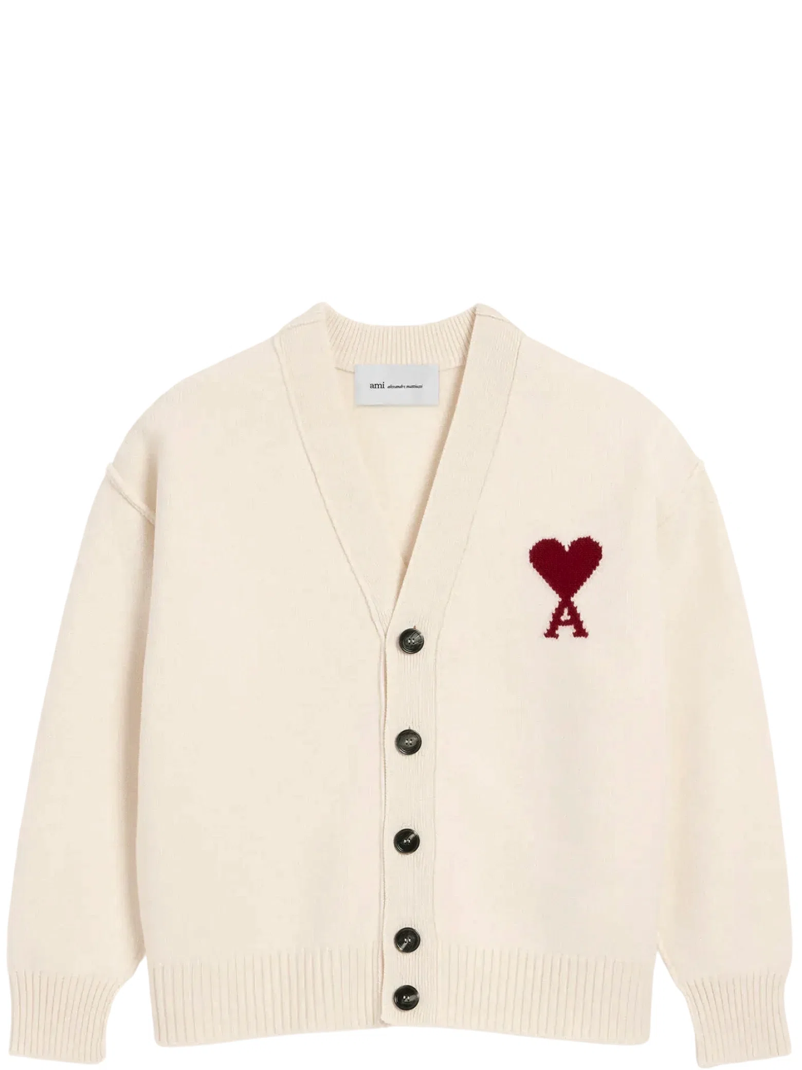 Кардиганы Ami Paris Wool Ami De Coeur Cardigan "Red / White" | Farsel