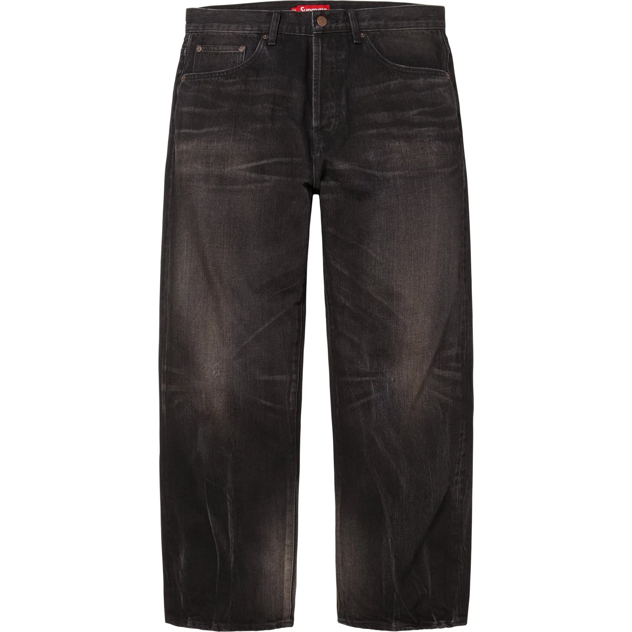  Supreme FW25 Distressed Loose Fit Selvedge Jean "Washed Black" | Farsel