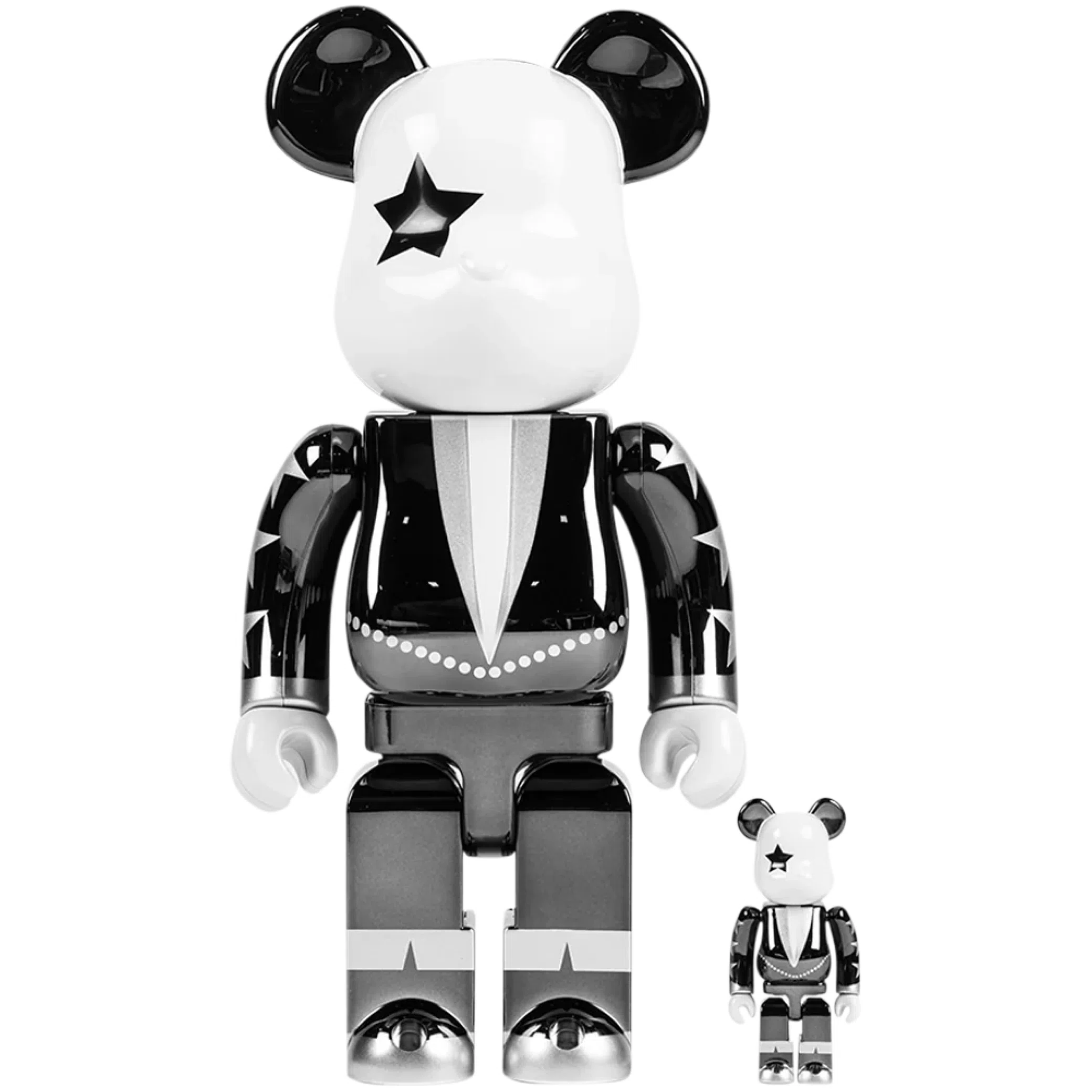 Игрушки Medicom Toy Bearbrick KISS Star Child "100% & 400% Set Chrome Ver." | Farsel