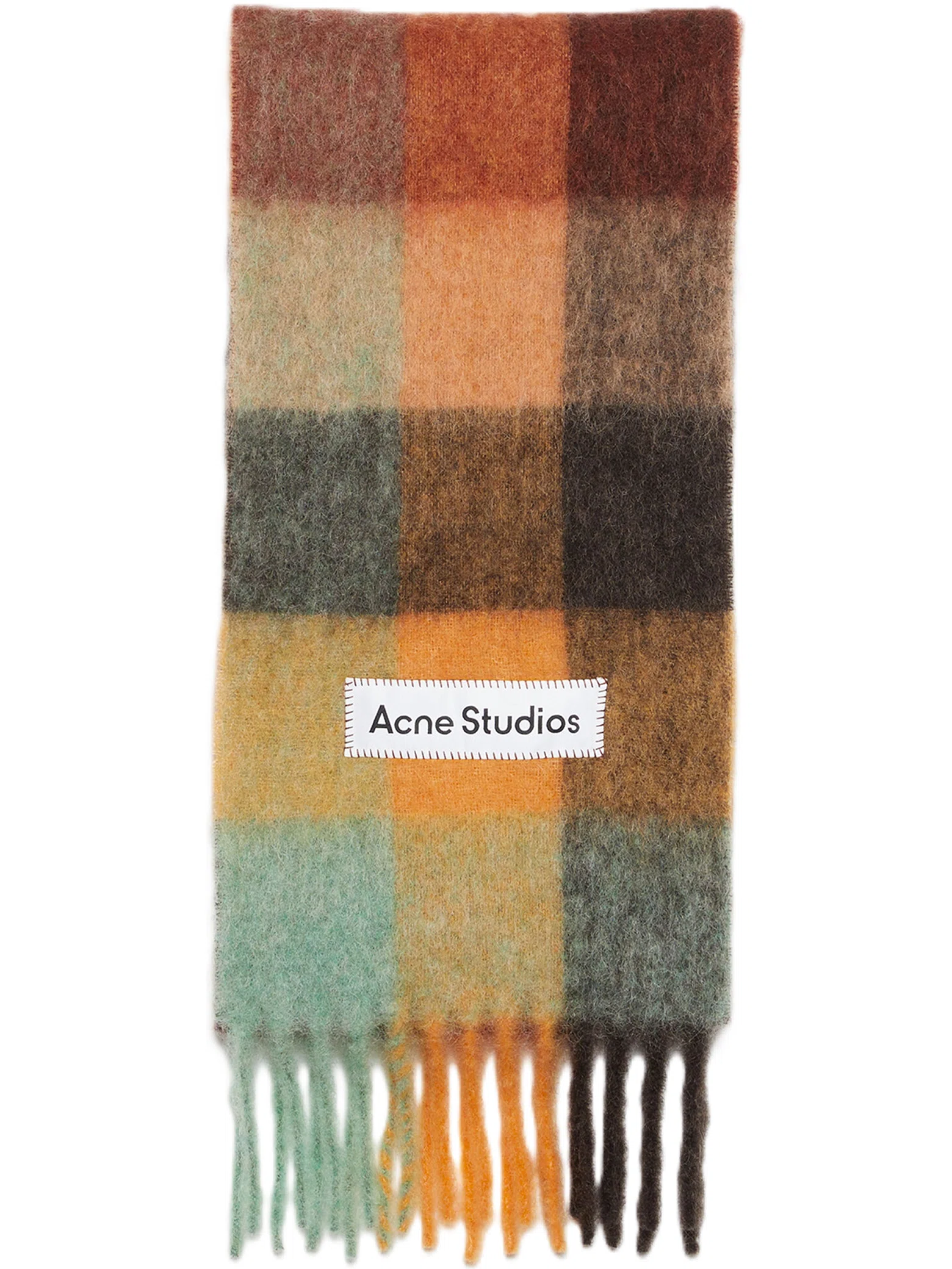 Шарфы Acne Studios Mohair Checked Scarf "Chestnut brown / yellow / green" | Farsel