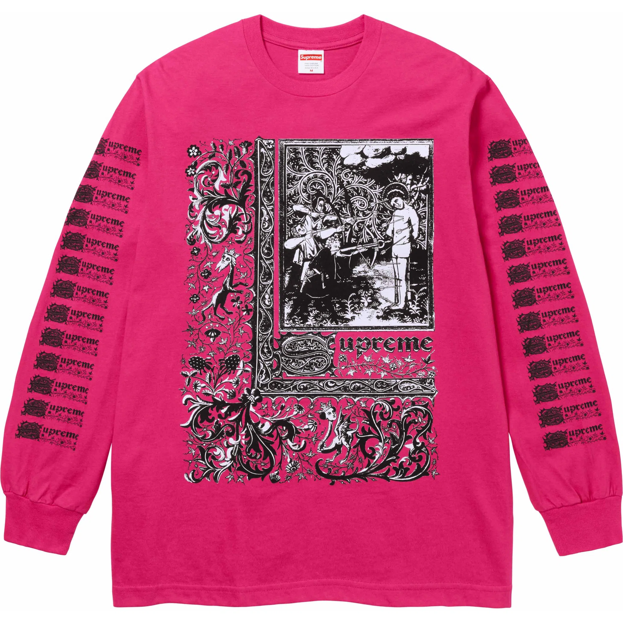  Supreme SS24 Saint Sebastian L/S Tee "Pink" | Farsel