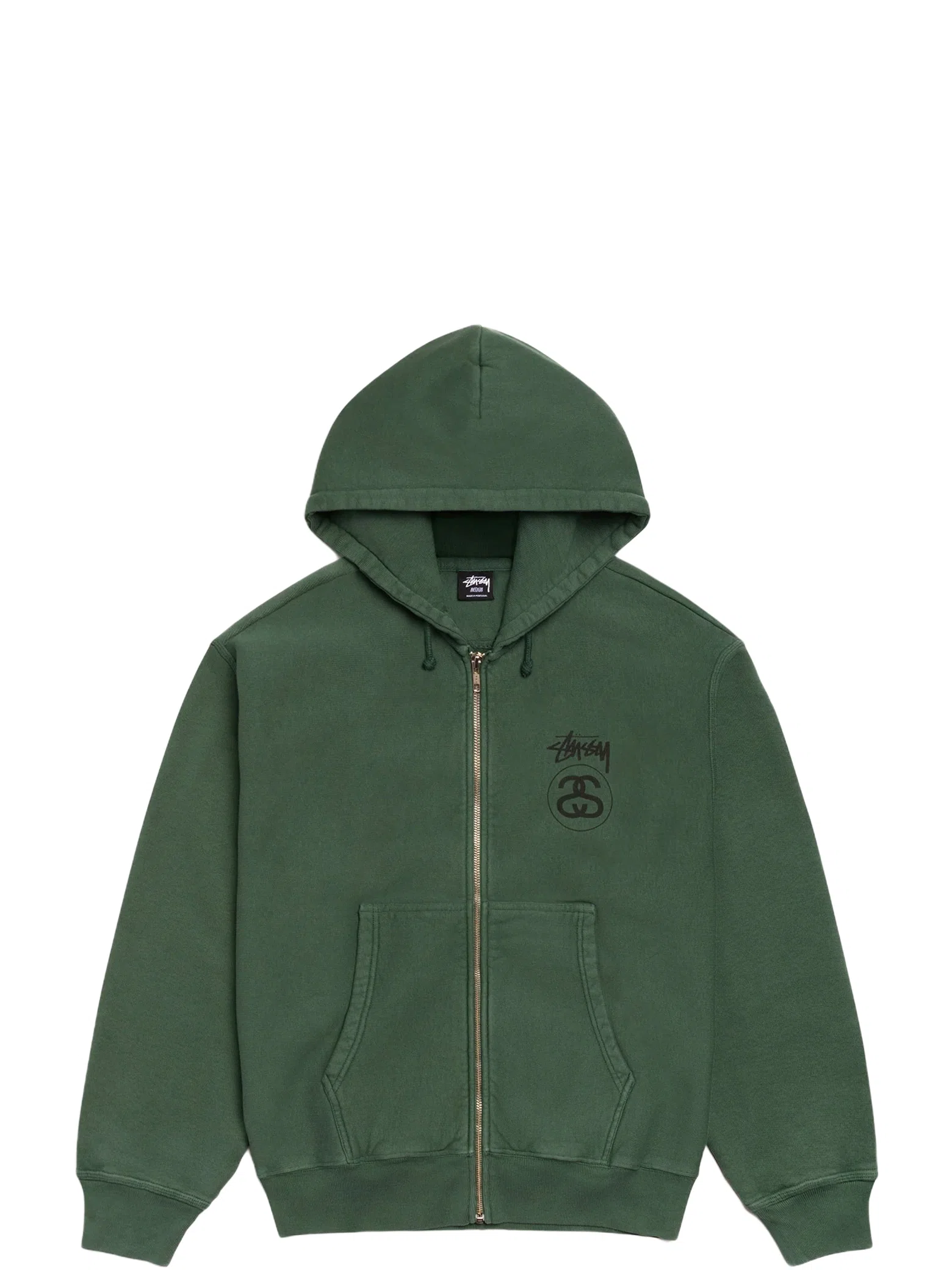 Худи Stussy Stock Link Zip Hoodie Pigment Dyed "Pine" | Farsel