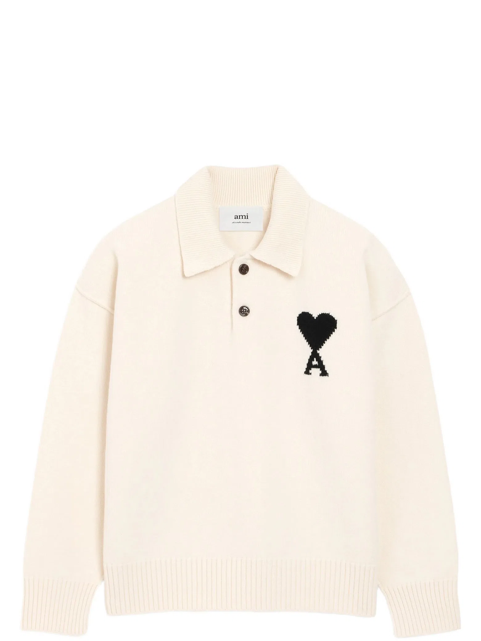  Ami Paris Wool Ami De Coeur Polo "Off White / Black" | Farsel